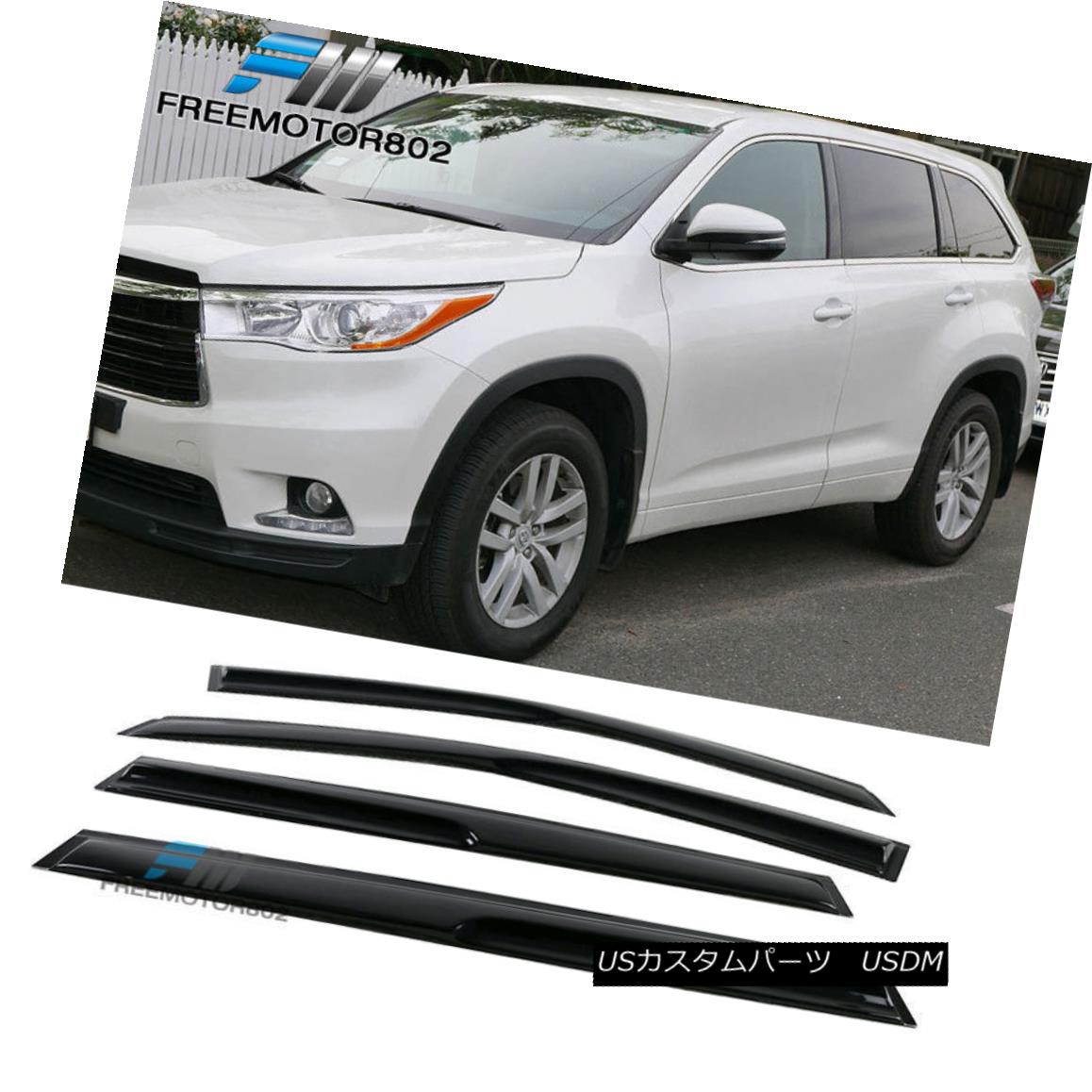 エアロパーツ Fits 14-17 Toyota Highlander Mug Style Acrylic Window Visors 4Pc Set 14-17トヨタハイランダーマグスタイルのアクリル窓バイザー4個セット 【並行輸入品】