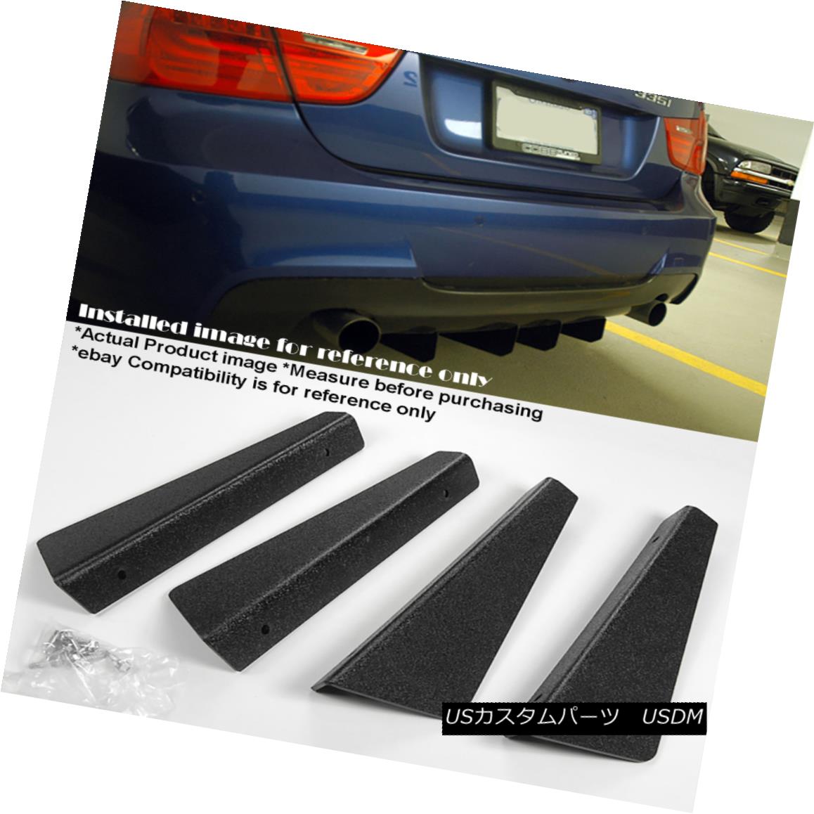 エアロパーツ Black 4 Pieces 12 X 2 87 Abs Textured Rear Bumper Diffuser Shark Fin For Dodge ブラック4ピース12 X 2 87 Absテクスチャリアバンパーディフューザドッグ用シャークフィン Collabforge Com