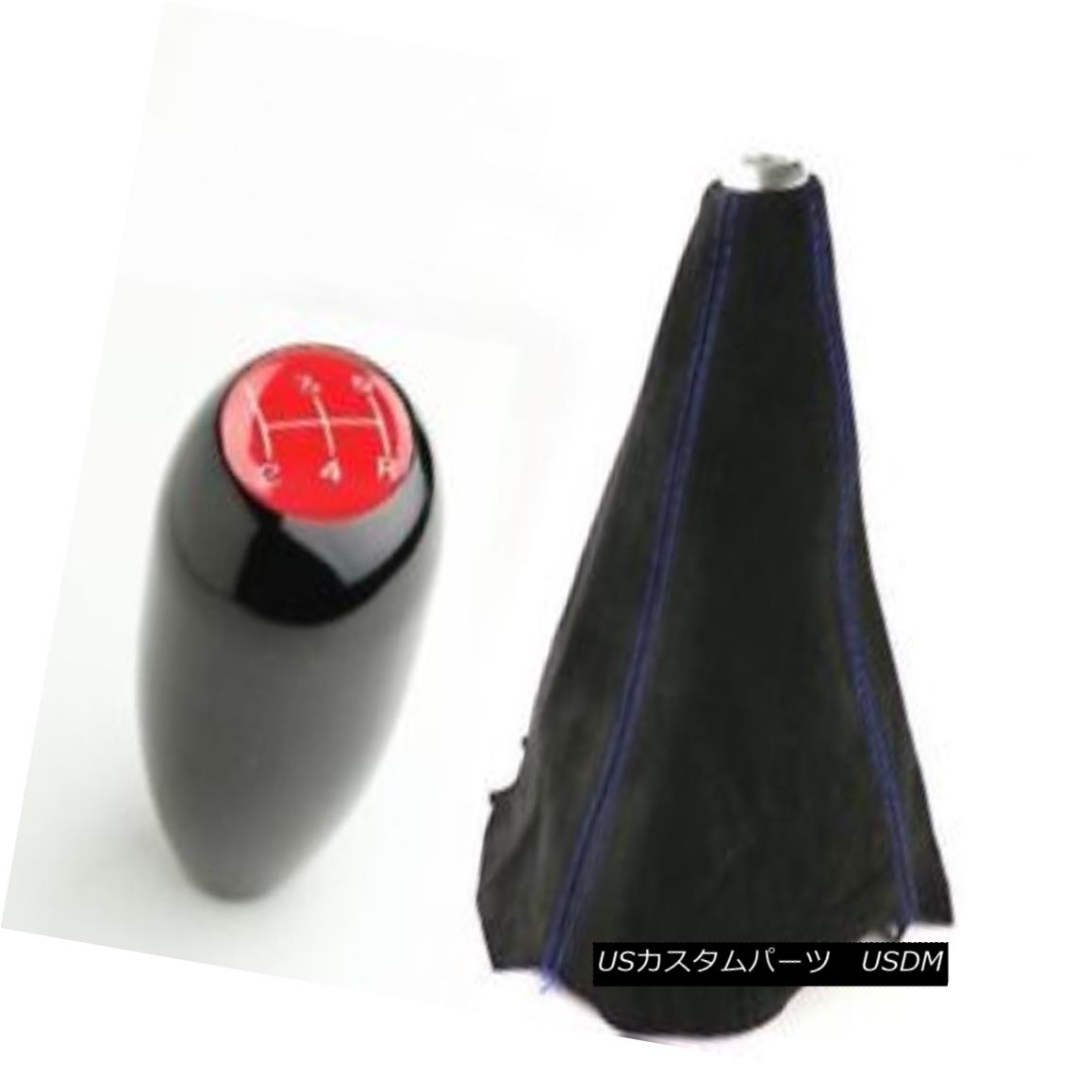 エアロパーツ RED 5 SPEED TYPE R BLACK SHIFTER SHIFT GEAR KNOB BLUE STITCH SUEDE SHIFT BOOT 赤5速タイプR黒シフターシフトギアノブ青ステッチスエードシフトブーツ 【並行輸入品】