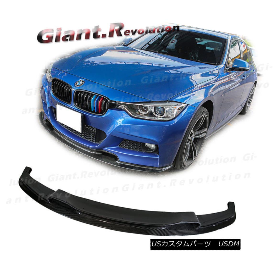 エアロパーツ Carbon Fiber V Look Front Bumper Lip For 12-15 F30 328i 335i M Sport Sedan 4Door カーボンファイバーVルーフフロントバンパーリップ12-15 F30 328i 335i Mスポーツセダン4ドア 【並行輸入品】
