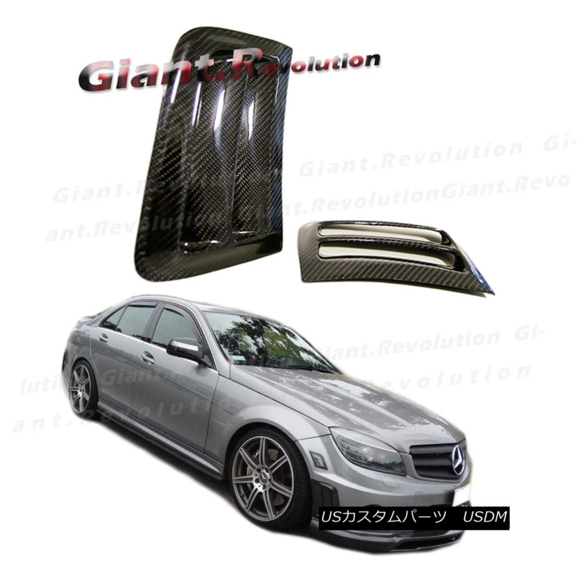 エアロパーツ Carbon Fiber Side Vent Hood Cover For 08-11 W204 C63AMG Front Bumper Sedan Coupe カーボンファイバーサイドベントフードカバー08-11 W204 C63AMGフロントバンパーセダンクーペ 【並行輸入品】