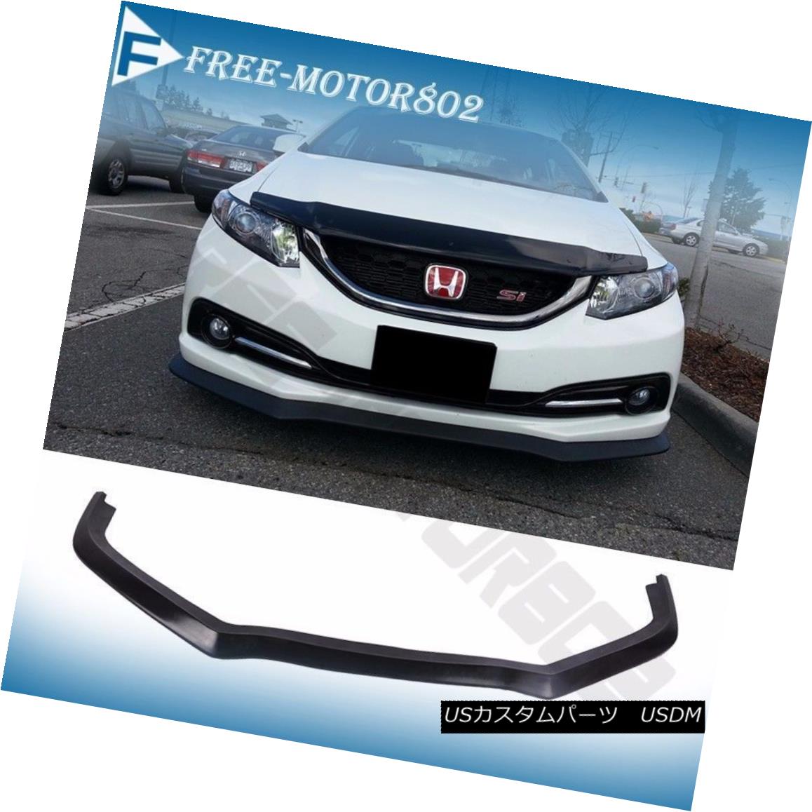 エアロパーツ For 13-15 Honda Civic 4door Aero Front Bumper Lip Spoiler Bodykit PolyUrethane 13-15ホンダシビック4ドアエアロフロントバンパーリップスポイラーボディキットポリウレタン 【並行輸入品】