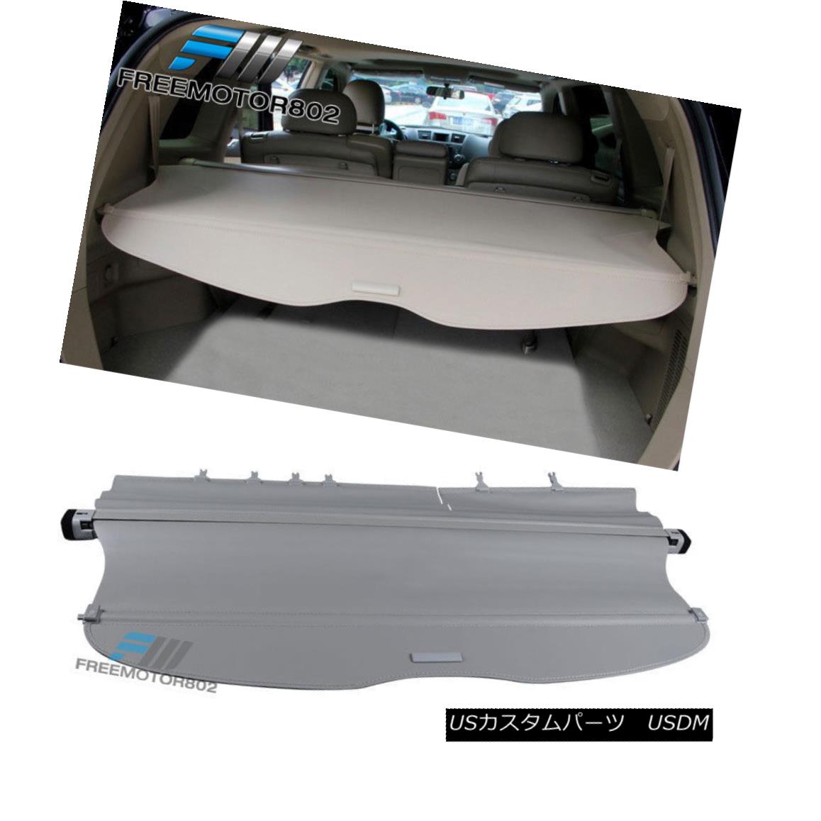 エアロパーツ Fits 08-12 Highlander Rear Retractable Cargo Security Trunk Cover Gray OE Style フィット08-12ハイランダーリア格納式貨物セキュリティトランクカバーグレーOEスタイル 【並行輸入品】