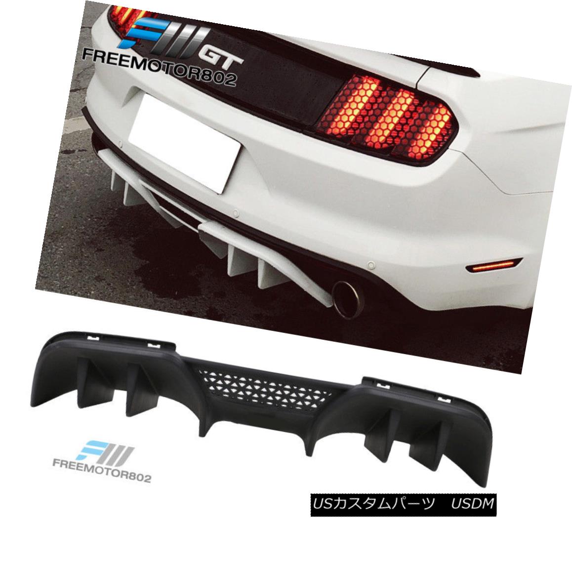 エアロパーツ Fits 15-17 Ford Mustang R-Spec V2 Lower Rear Bumper Diffuser For PREMIUM PP フィット15-17フォードマスタングRスペックV2ロワーリアバンパーディフューザPREMIUM PP用 【並行輸入品】