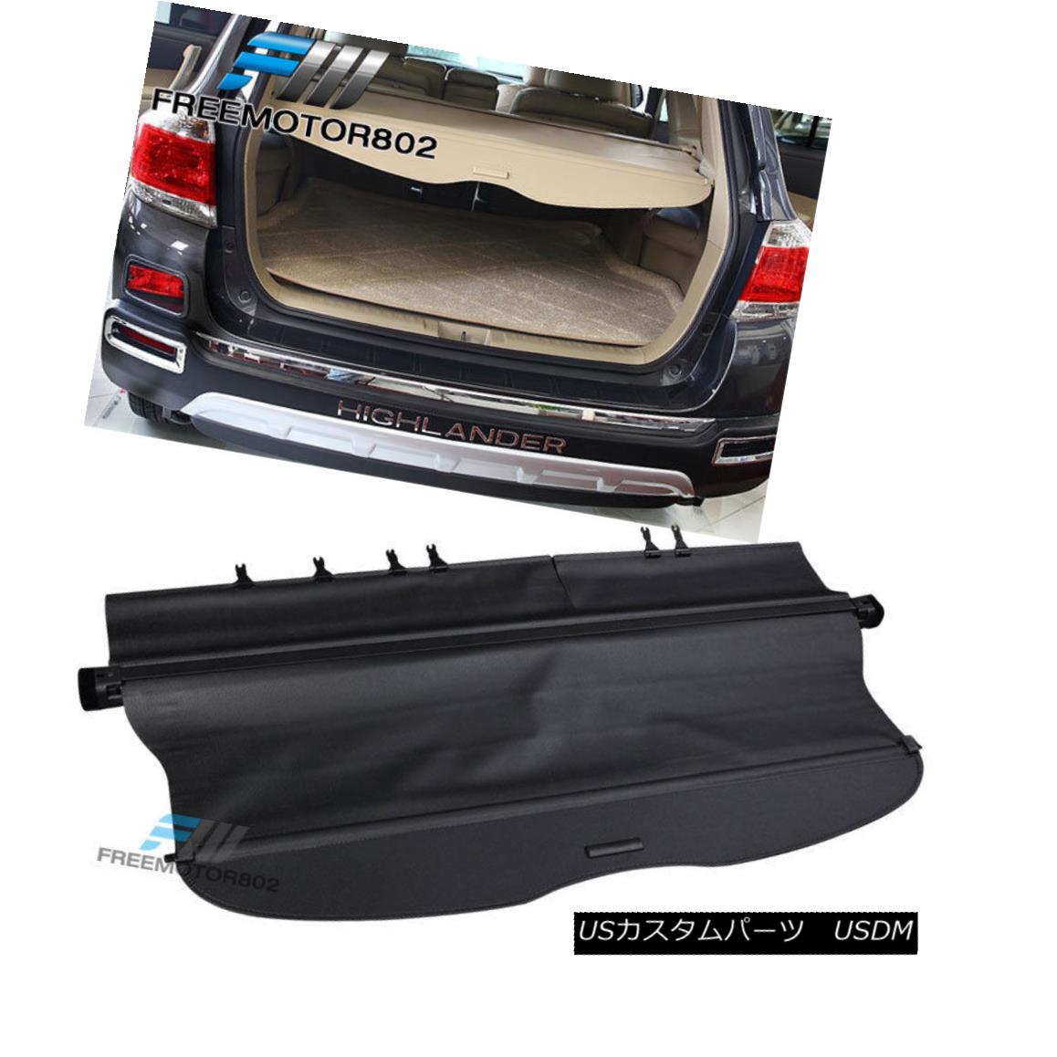 エアロパーツ Fits 08-12 Highlander Rear Retractable Cargo Security Trunk Cover Black OE Style フィット08-12ハイランダーリア格納式貨物セキュリティトランクカバーブラックOEスタイル 【並行輸入品】