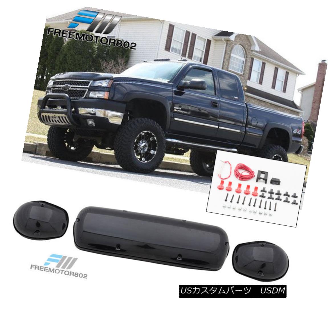 エアロパーツ Universal LED Cab Roof Top Lights Marker Running Lamps Smoke 3Pcs Set ユニバーサルLEDキャブ屋根のトップライトマーカーランニングランプは、3枚セットを煙 【並行輸入品】