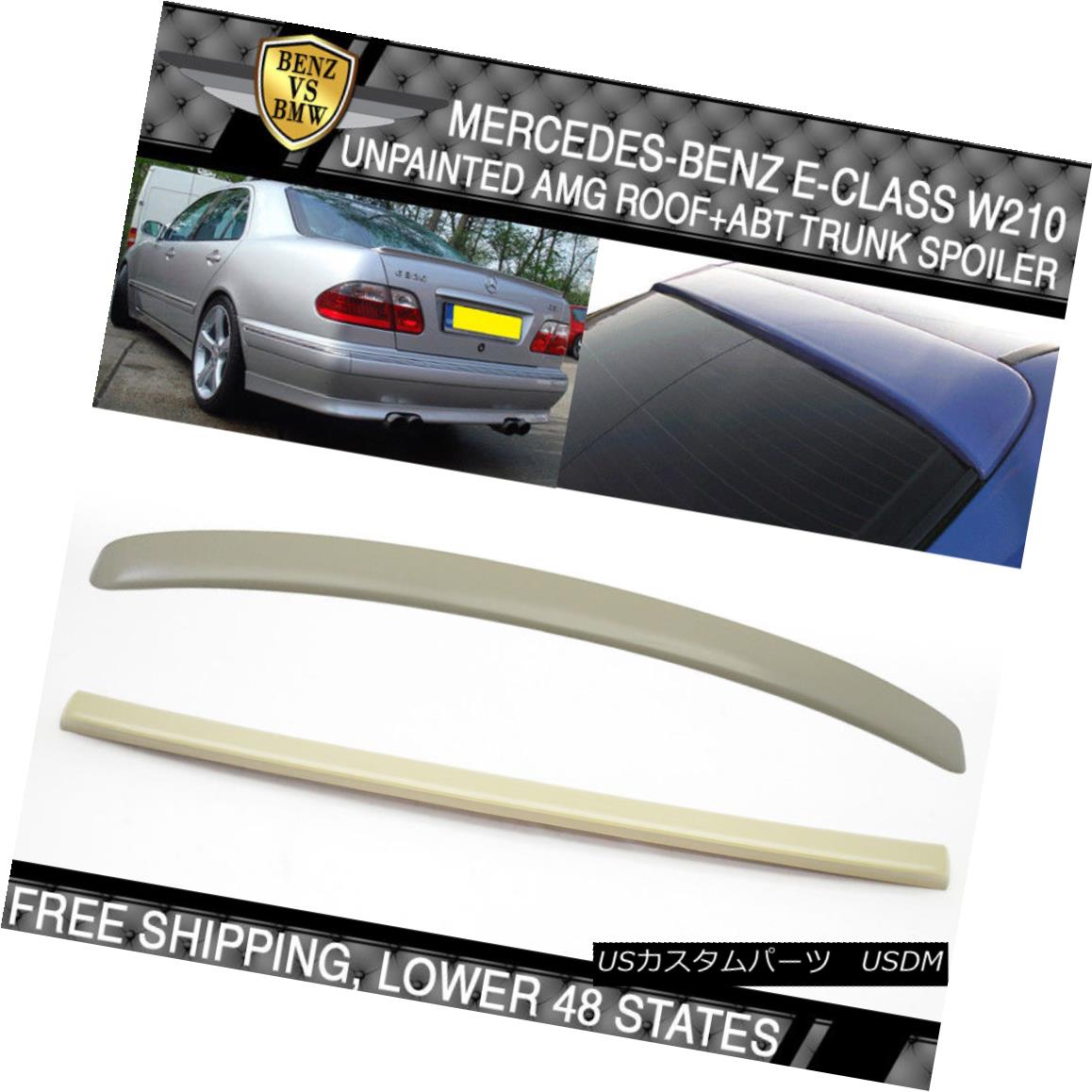 エアロパーツ 95-01 Benz W210 E-Class Unpainted AMG Roof Spoiler + ABT Trunk Spoiler - ABS 95-01ベンツW210 Eクラス未塗装AMGルーフスポイラー+ ABTトランクスポイラー - ABS 【並行輸入品】