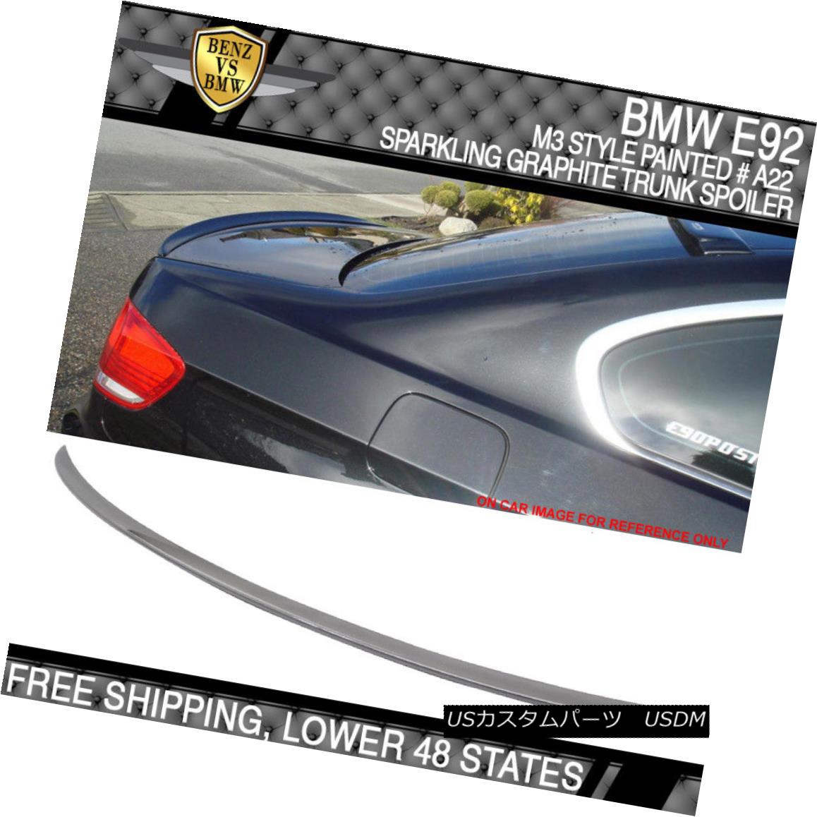 エアロパーツ 07-13 BMW E92 M3 Style #A22 Sparkling Graphite Metallic Painted Trunk Spoiler 07-13 BMW E92 M3スタイル＃A22スパークリンググラファイトメタリック塗装トランクスポイラー 【並行輸入品】