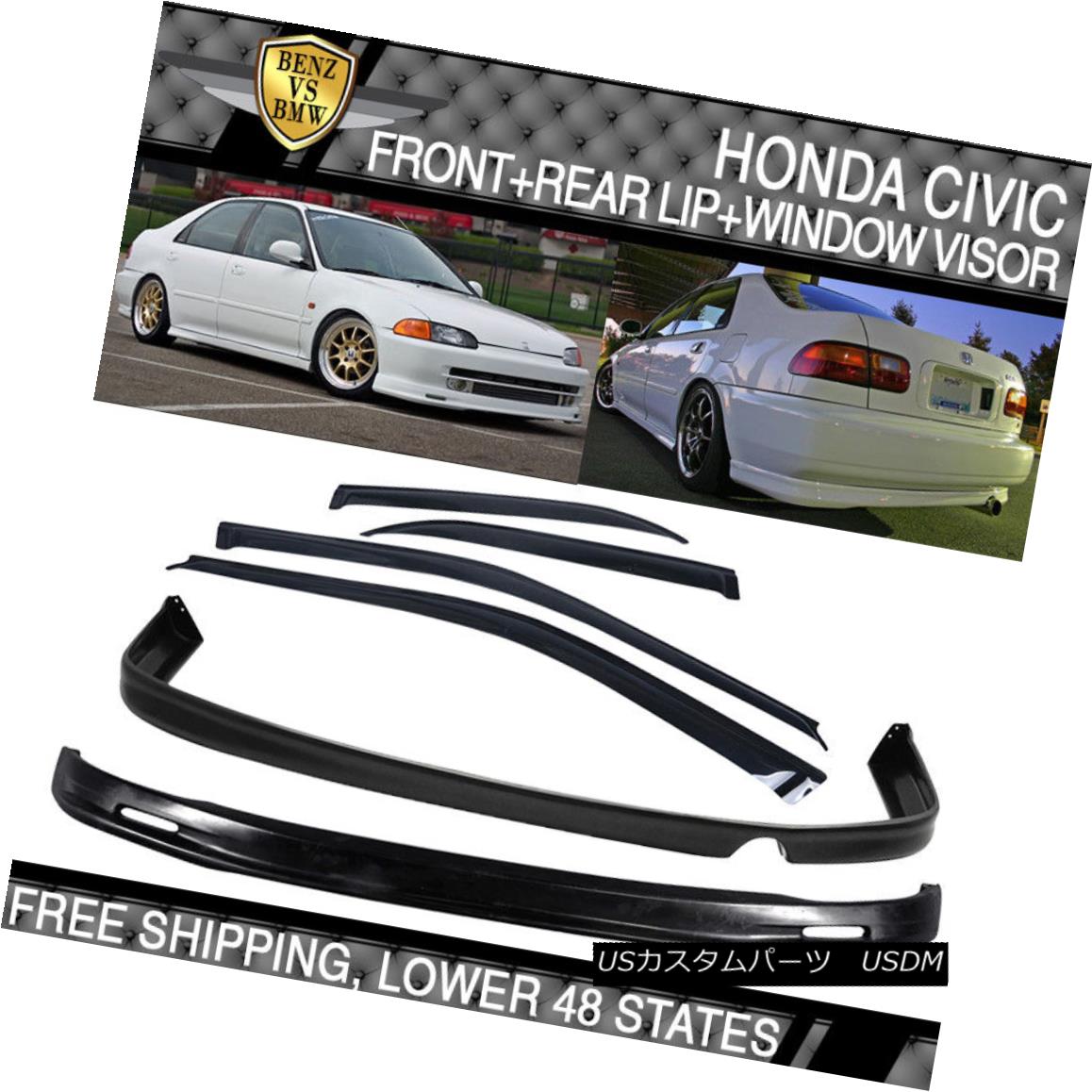 エアロ一部分 Fits 92 95 Honda Civic Mugen Style Front Rear Bumper Lip Window Visor 一致92 95ホンダシビックムゲンスタイルフロント リアバンパーリップ ウィンドーバイザー Lapropostadimatrimonio Com