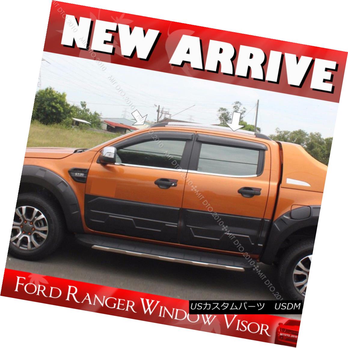 エアロパーツ Ford Ranger PX 2011-2017 Window Visor Weather Shield Sun Rain Guard Deflector フォードレンジャーPX 2011-2017ウィンドウバイザー天気シールドサンレインガードデフレクター 【並行輸入品】