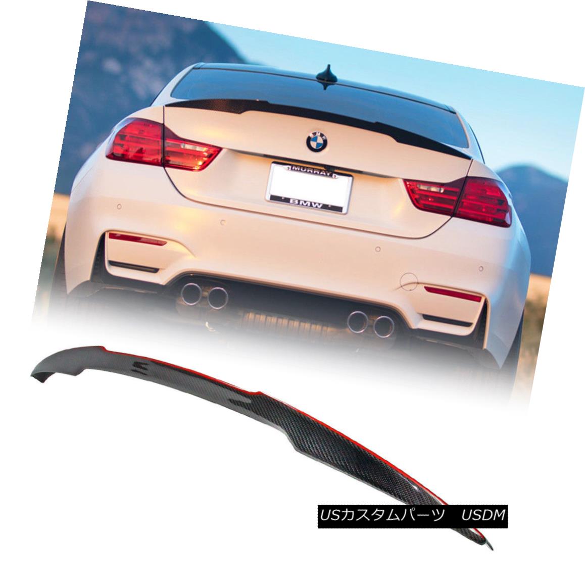 エアロパーツ Carbon Fiber + Red Line For BMW F82 Coupe M4 Style Rear Trunk Spoiler Wing 2018 カーボンファイバー+レッドラインBMW F82クーペM4スタイルリアトランク・スポイラーウィング2018 【並行輸入品】