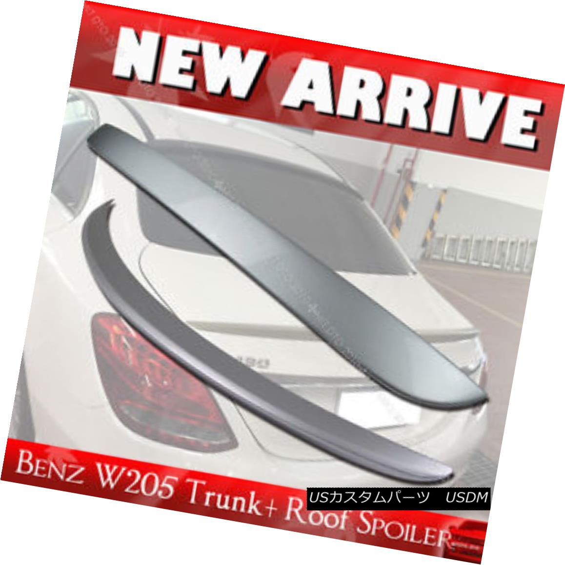 エアロパーツ Painted Mercedes BENZ W205 C-class OE Type Roof Spoiler+A-Type Trunk Spoiler 塗装メルセデスBENZ W205 CクラスOEタイプルーフスポイラー+ Aタイプトランクスポイラー 【並行輸入品】|カスタムパーツ WORLD倉庫
