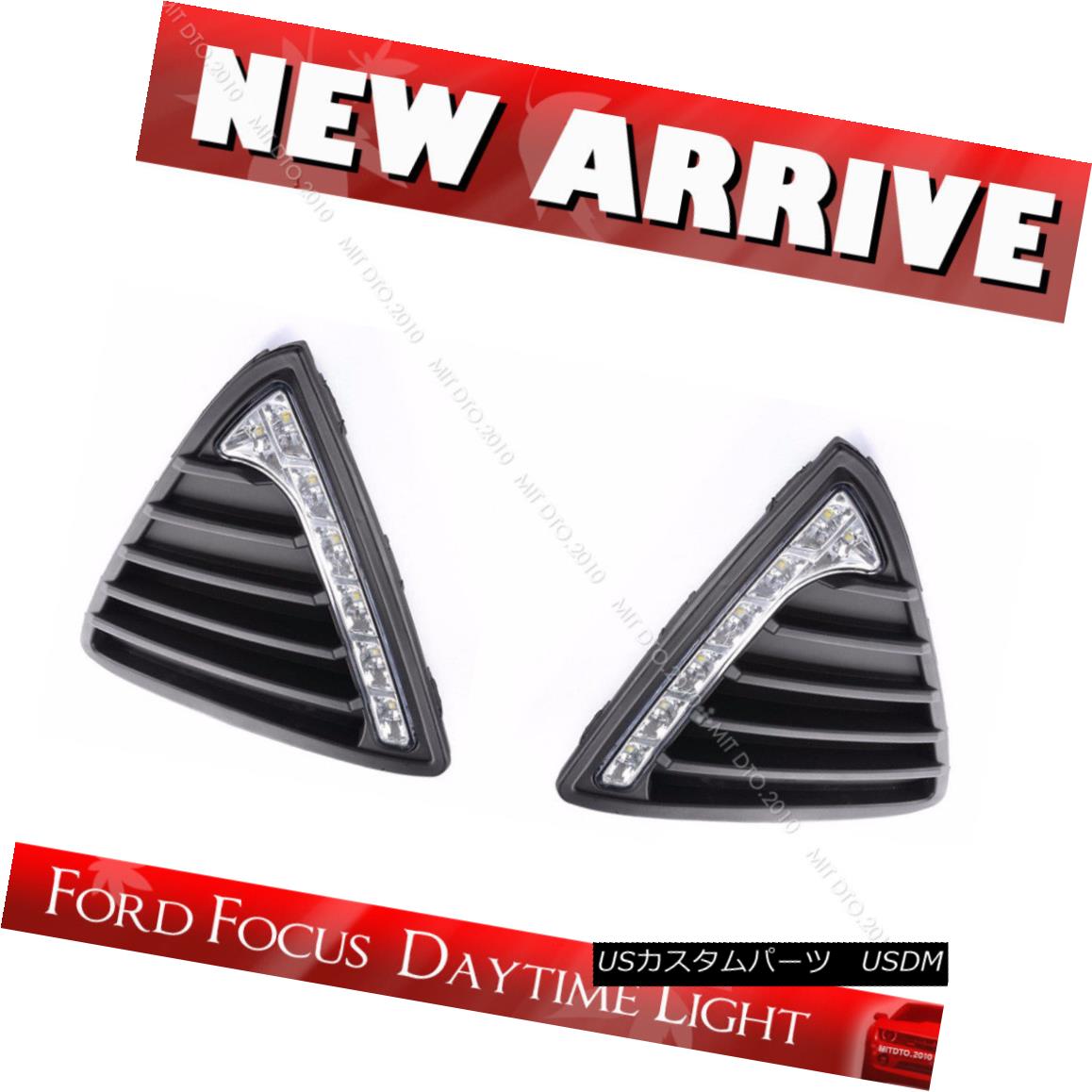 エアロパーツ LED DRL Daytime Running Lights Lamps For FORD FOCUS 2011-2014 Hatchback Sedan フォードフォーカス用のLED DRLデイタイムランニングライトランプ2011-2014ハッチバックセダン 【並行輸入品】