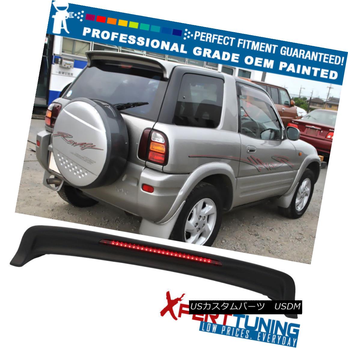 エアロパーツ Fit 94-00 Toyota RAV4 OE Factory Roof Spoiler Wing+LED Brake OEM Painted Color フィット94-00トヨタRAV4 OE工場ルーフスポイラーウイング+ LEDブレーキOEM塗装色 【並行輸入品】