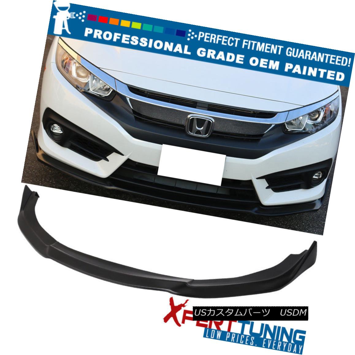 エアロパーツ Fits 16-18 Honda Civic Sedan Coupe CS PU Front Bumper Lip - OEM Painted Color フィット16-18ホンダシビックセダンクーペCS PUフロントバンパーリップ - OEM塗装色 【並行輸入品】｜カスタムパーツ WORLD倉庫