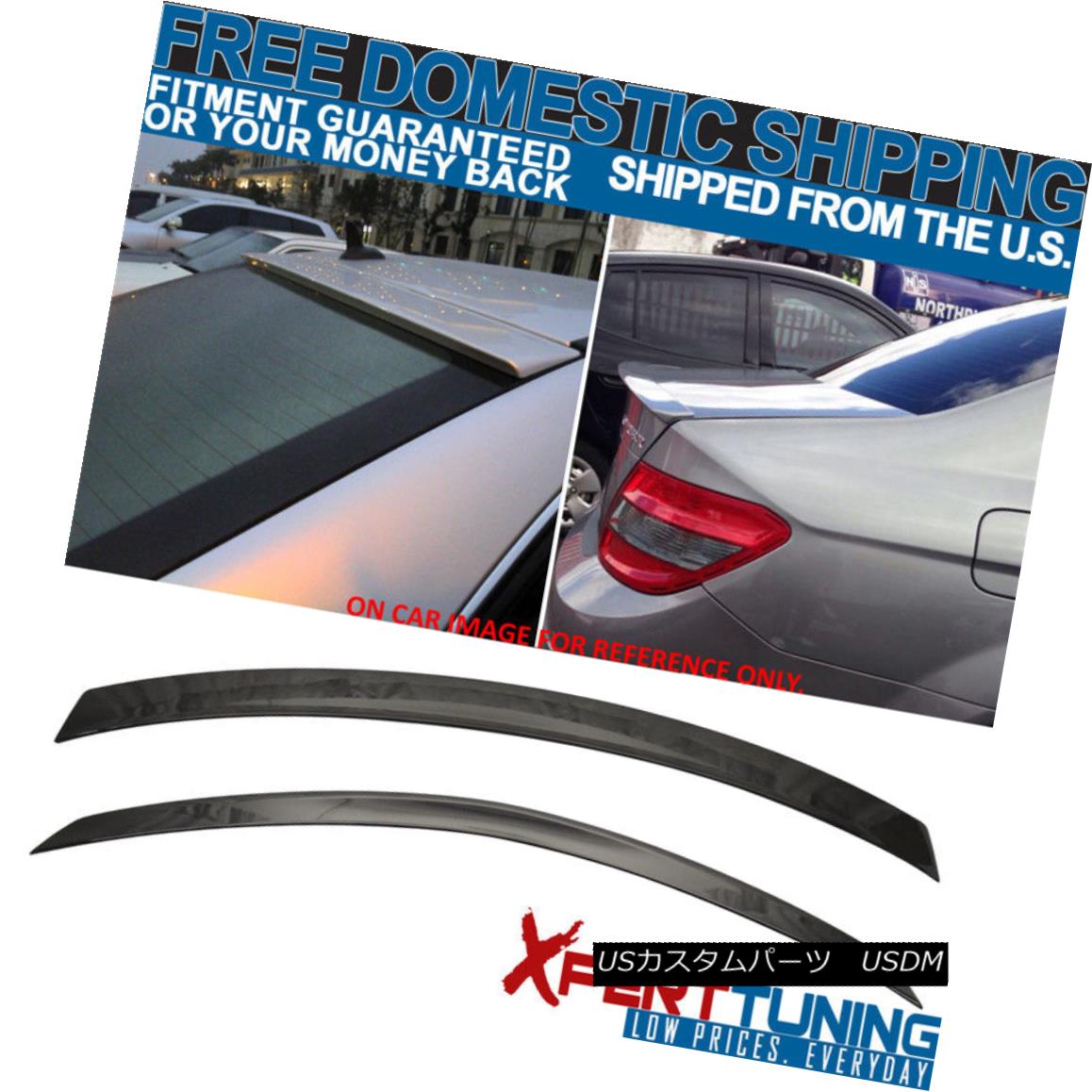エアロパーツ 08-14 C Class W204 AMG Trunk Spoiler + Roof Spoiler Painted # 197 Obsidian Black 08-14 CクラスW204 AMGトランク・スポイラー+ルーフ・スポイラー・ペイント＃197 Obsidian Black 【並行輸入品】