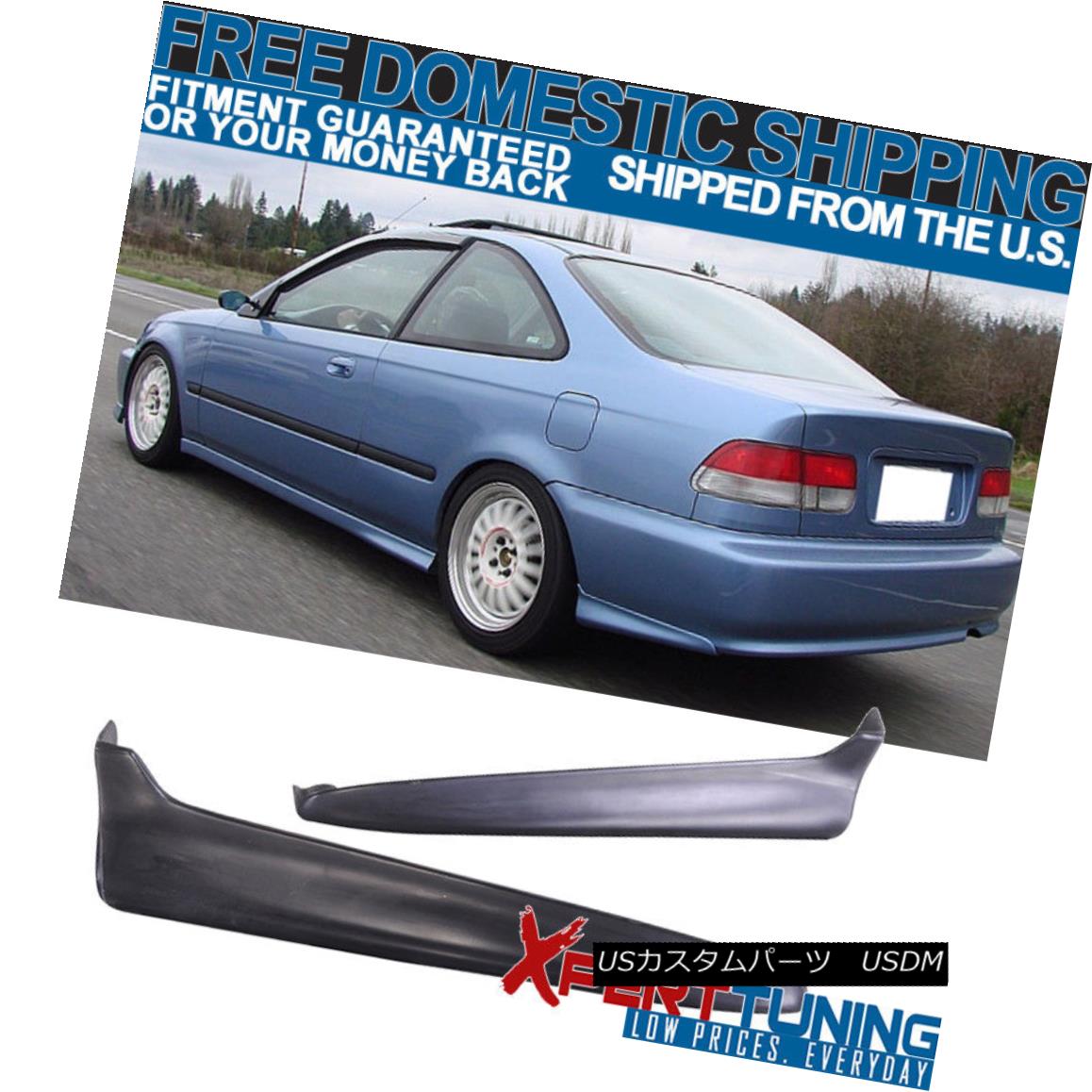 エアロパーツ Fits 99-00 Honda Civic Rear Bumper Lip Splitters Unpainted 2PC - PU Urethane フィット99-00ホンダシビックリアバンパーリップスプリッター未塗装2PC - PUウレタン 【並行輸入品】