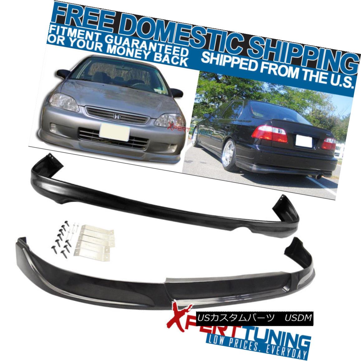 エアロパーツ Fits 99 00 Honda Civic Concept Sport Front + Rear Bumper Lip Urethane フィット99 00ホンダシビックコンセプトスポーツフロント+リアバンパーリップウレタン 【並行輸入品】｜カスタムパーツ WORLD倉庫