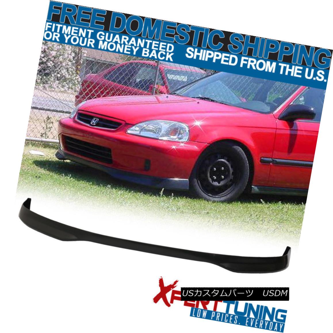 エアロパーツ Fits 1996 1997 1998 Honda Civic JDM T-R Black PP Front Bumper Lip Spoiler フィット1996年1997 1998ホンダシビックJDM T-RブラックPPフロントバンパーリップスポイラー 【並行輸入品】