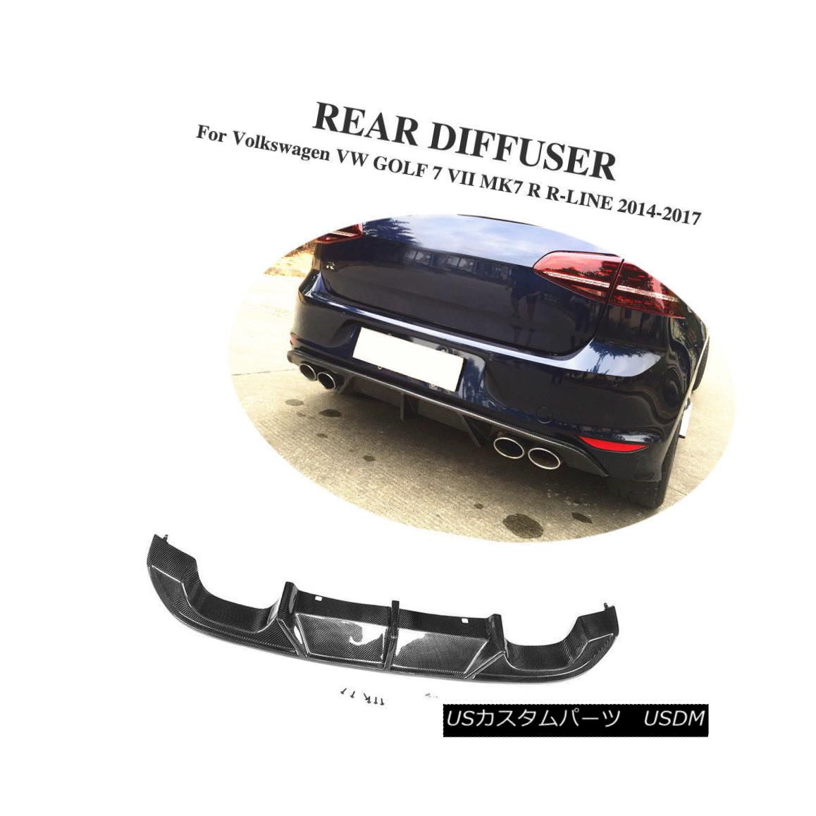エアロパーツ Carbon Fiber Rear Bumper Diffuser Black Fit for VW GOLF 7 VII MK7 R R-LINE 14-16 カーボンファイバーリアバンパーディフューザブラックフィットVW GOLF 7 VII MK7 R R-LINE 14-16 【並行輸入品】
