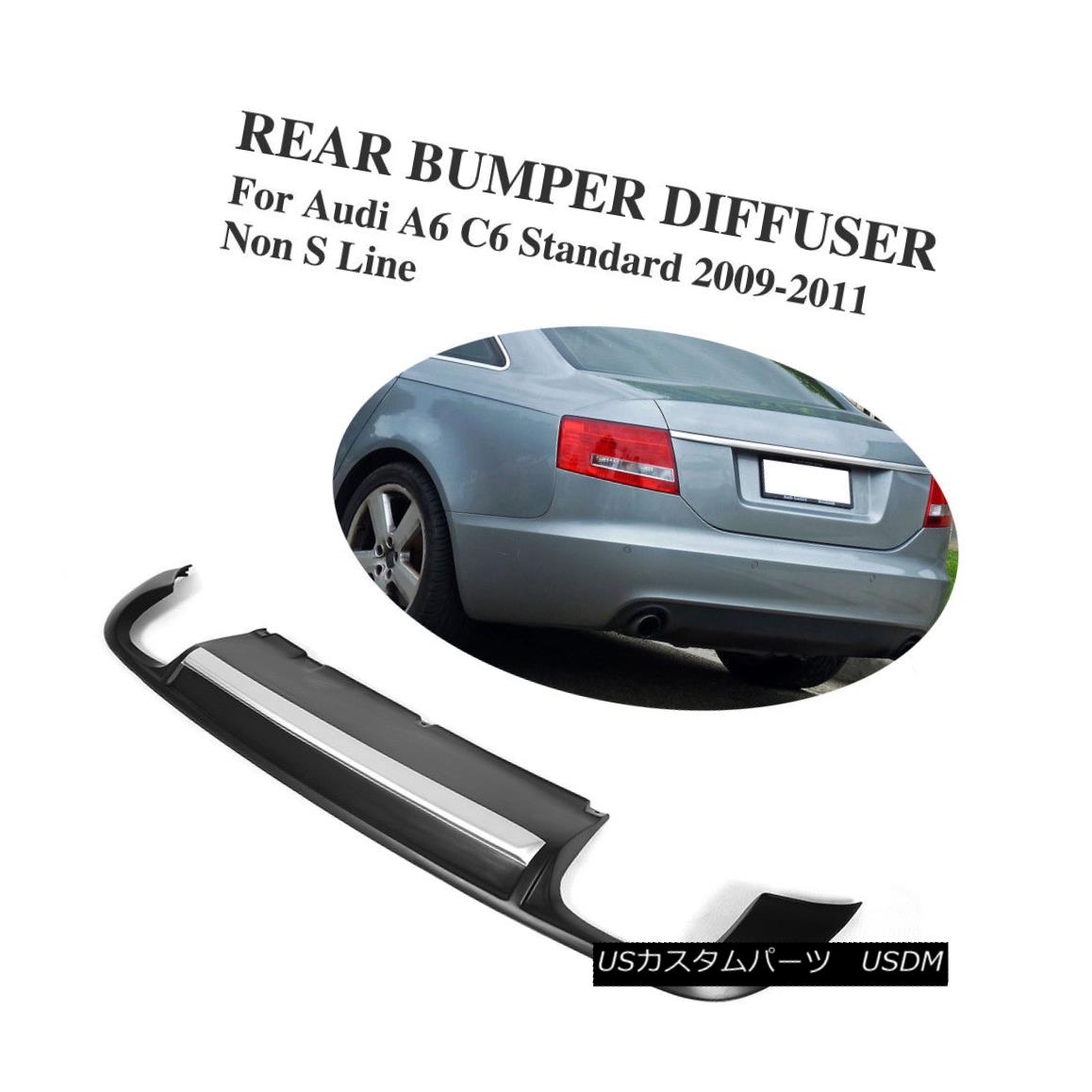 エアロパーツ Unpainted Black Rear Diffuser Lip spoiler For Audi A6 Standard 09-11 Non S Line アウディA6標準09-11ノンSライン用未塗装ブラックリアディフューザリップスポイラー 【並行輸入品】