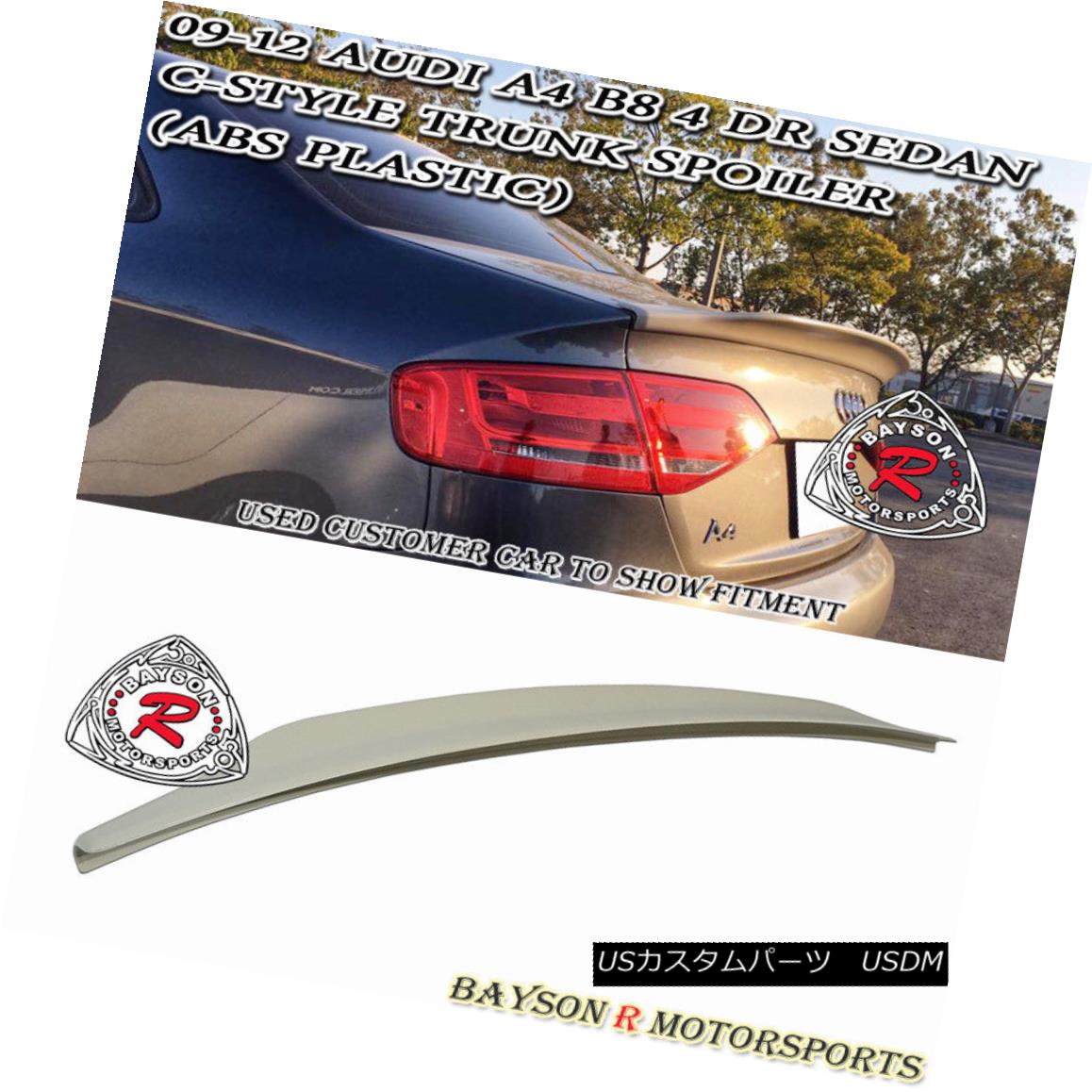 エアロパーツ C-Style Rear Trunk Spoiler (ABS) Fits 09-12 Audi A4 / A4 Quattro B8 4dr (Sedan) Cスタイルのリアトランク・スポイラー（ABS）は09-12アウディA4 / A4クワトロB8 4dr（セダン） 【並行輸入品】