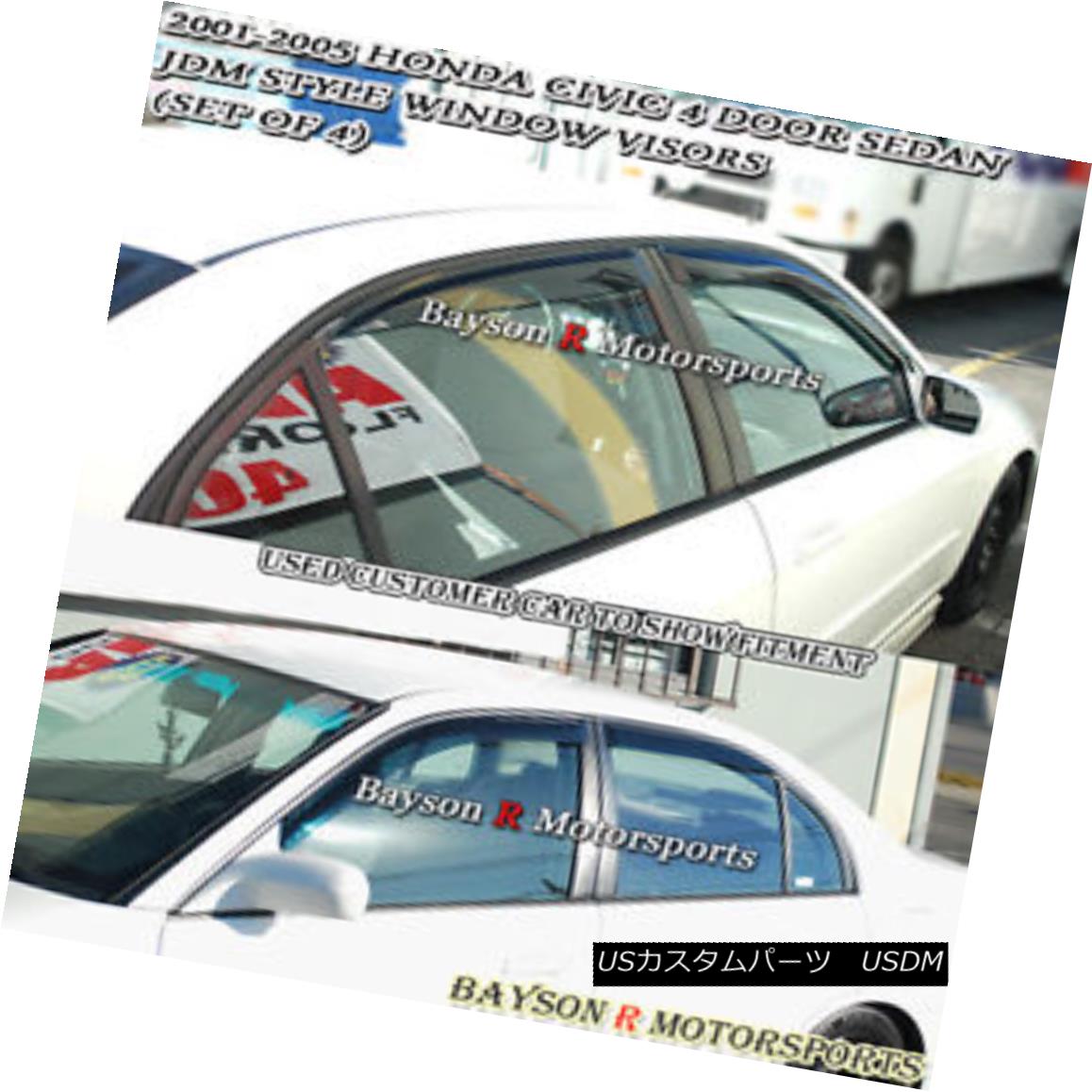 エアロパーツ Side Window Rain Guard Visors (Tinted) Fits 01-05 Civic 4dr サイドウィンドウレインガードバイザー（色付き）適合度01-05 Civic 4dr 【並行輸入品】