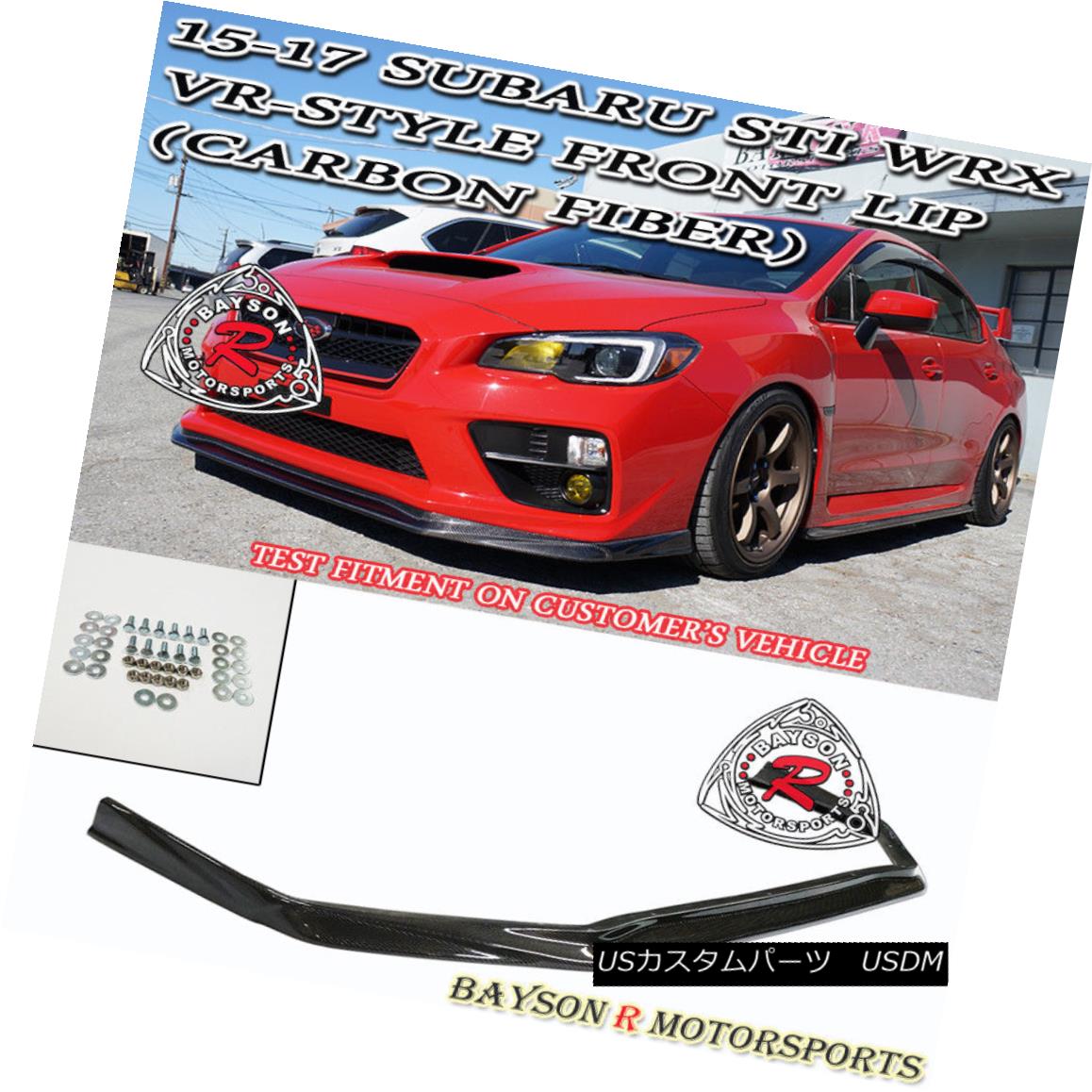 エアロパーツ VR-Style Front Lip (Carbon) Fits 15-17 Subaru WRX STi Sedan 4 Door VRスタイルフロントリップ（カーボン）15-17スバルWRX STiセダン4ドア 【並行輸入品】 105,270円