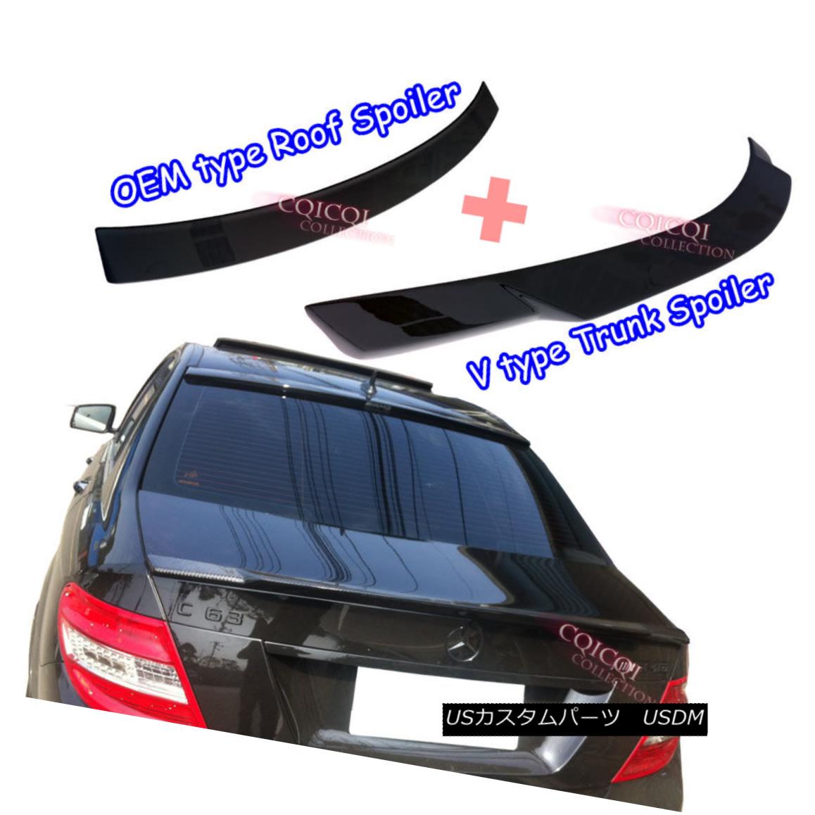 エアロパーツ Painted M-BENZ 08~14 W204 C Sedan V type trunk spoiler +OE type roof spoiler ◎ 塗装済みM-BENZ 08?14 W204 CセダンV型トランク・スポイラー+ OE型ルーフ・スポイラー? 【並行輸入品】|カスタムパーツ WORLD倉庫
