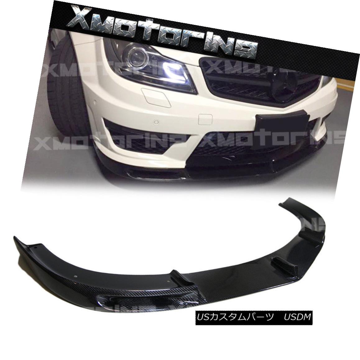 エアロパーツ Carbon Fiber V Look Front Spoiler Lip For BENZ W204 C204 12-14 C63AMG Bumper Use カーボンファイバーVベンツW204 C204用フロントスポイラーリップ12-14 C63AMGバンパー使用 【並行輸入品】