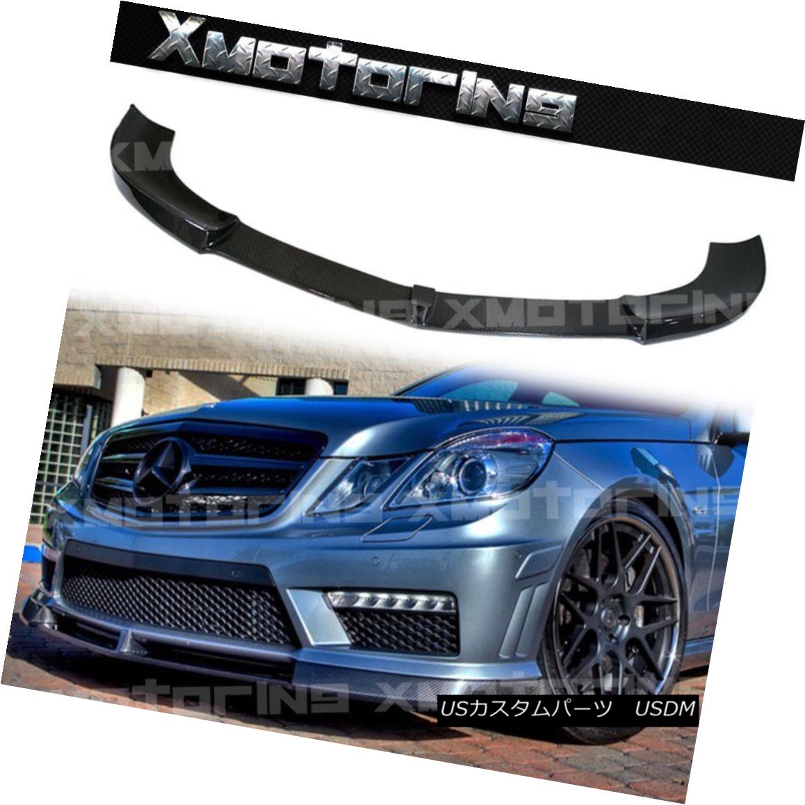 エアロパーツ Carbon Fiber V Look Front Lip Fit On Benz 11-14 W212 PreFacelift E63AMG Bumper カーボンファイバーVベンツのフロントリップフィット11-14 W212プレフェイスリフトC63 AMGバンパー 【並行輸入品】