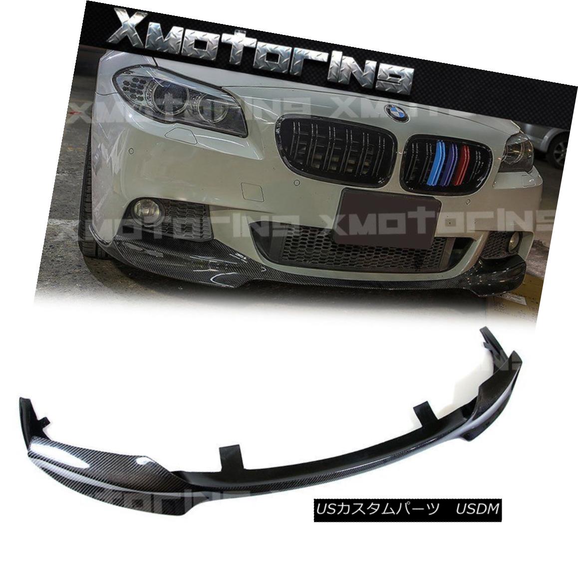 エアロパーツ Carbon V Style Front Spoiler Lip For BMW 11-15 F10 528i 535i 550i M Tech Bumper BMW用カーボンVスタイルフロントスポイラーリップ11-15 F10 528i 535i 550i M Techバンパー 【並行輸入品】