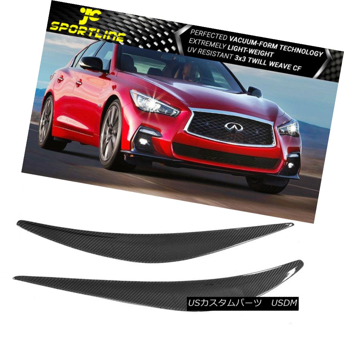エアロパーツ Fits 14-18 Infiniti Q50 Front Headlight Lamp eyelid Carbon Fiber フィット14-18インフィニティQ50フロントヘッドライトランプまぶた炭素繊維 【並行輸入品】|カスタムパーツ WORLD倉庫