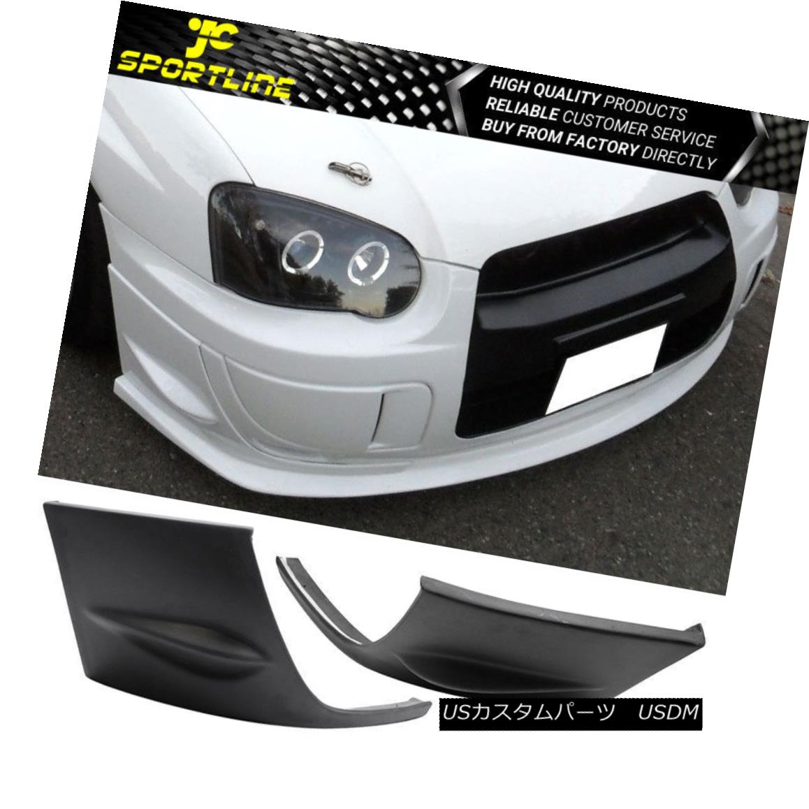 エアロパーツ Fits 04-05 Subaru Impreza WRX 2pcs Polyurethane Front Bumper Lip Cap Bodykit フィット04-05スバルインプレッサWRX 2pcsポリウレタンフロントバンパーリップキャップボディキット 【並行輸入品】
