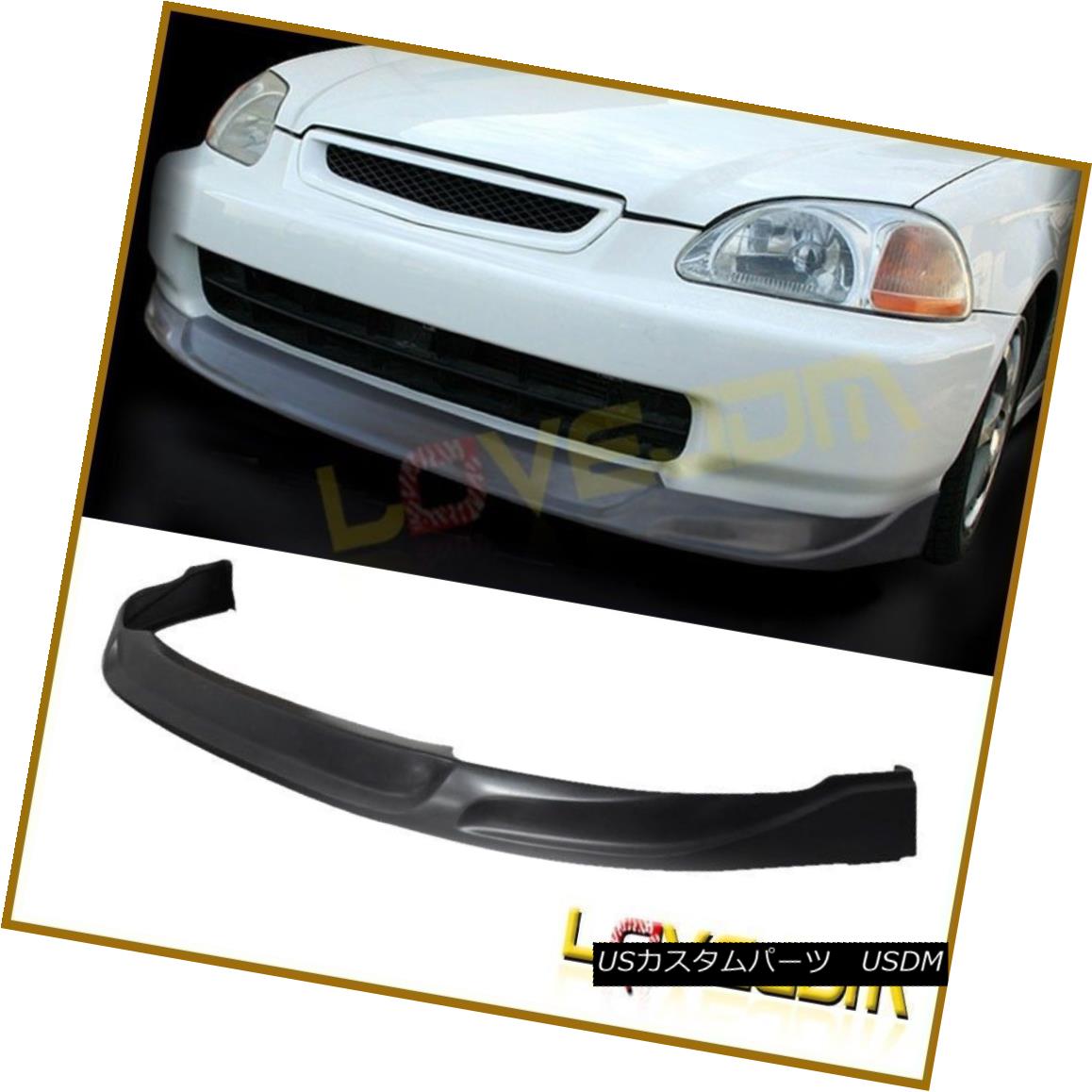 エアロパーツ Fits 96-98 JDM Honda Civic Concept Style Black Front Bumper Lip Bodykit PU フィット96-98 JDMホンダシビックコンセプトスタイルブラックフロントバンパーリップボディキットPU 【並行輸入品】