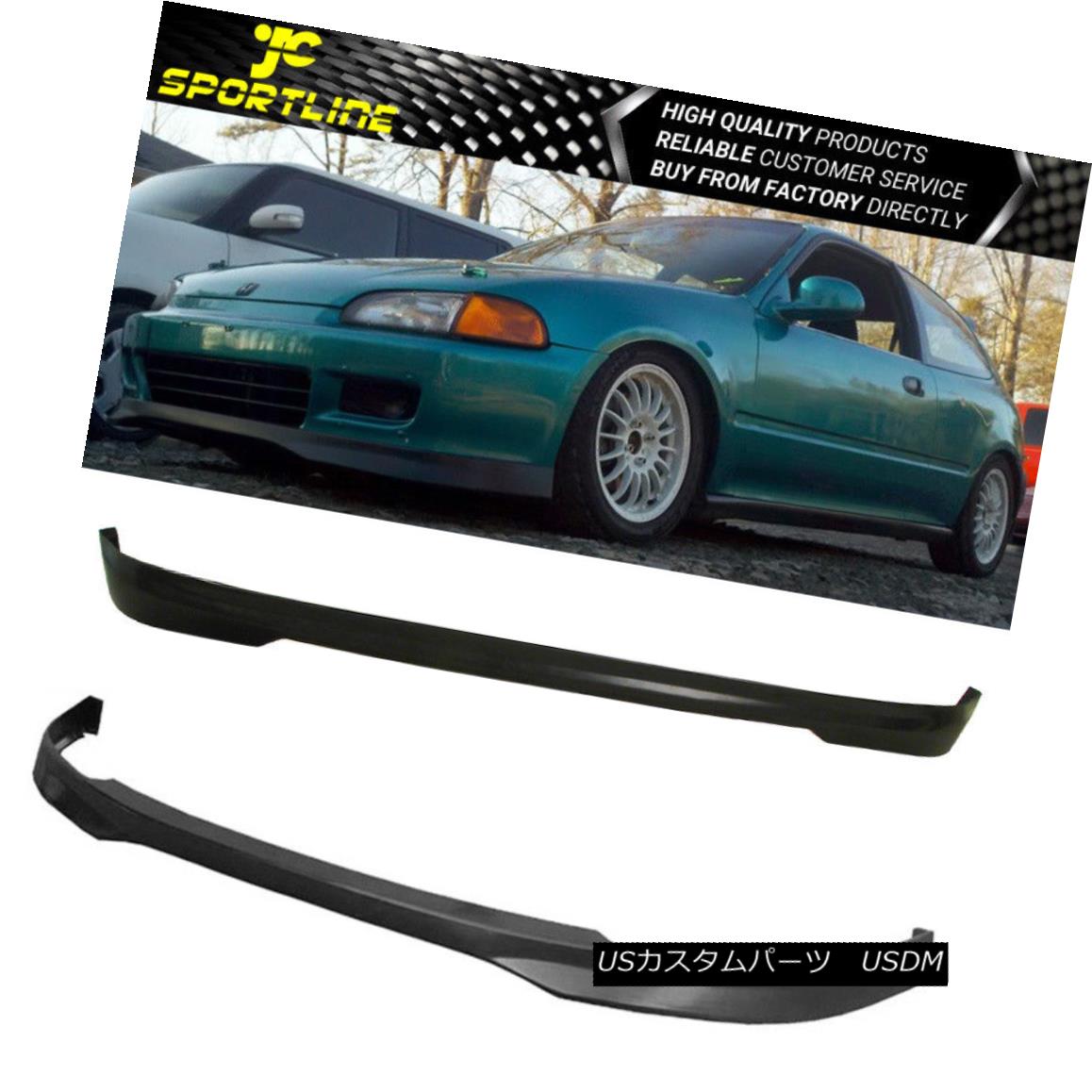 エアロパーツ Fits 92-95 Honda Civic 3DR TR Black PU Front & Rear Bumper Lip Spoiler Bodykit フィット92-95ホンダシビック3DR TRブラックPUフロント＆amp; リアバンパーリップスポイラーボディキット 【並行輸入品】
