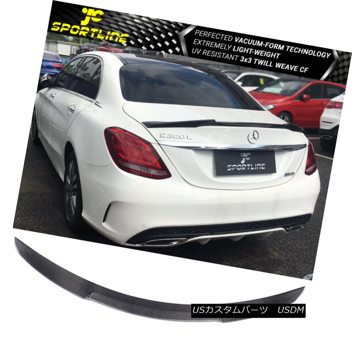 エアロパーツ Fits 15-18 Mercedes-Benz C-Class W205 Sedan & C63 AMG ML Style Trunk Spoiler CF フィット15-18メルセデスベンツCクラスW205セダン＆amp; C63 AMG MLスタイルのトランク・スポイラーCF 【並行輸入品】