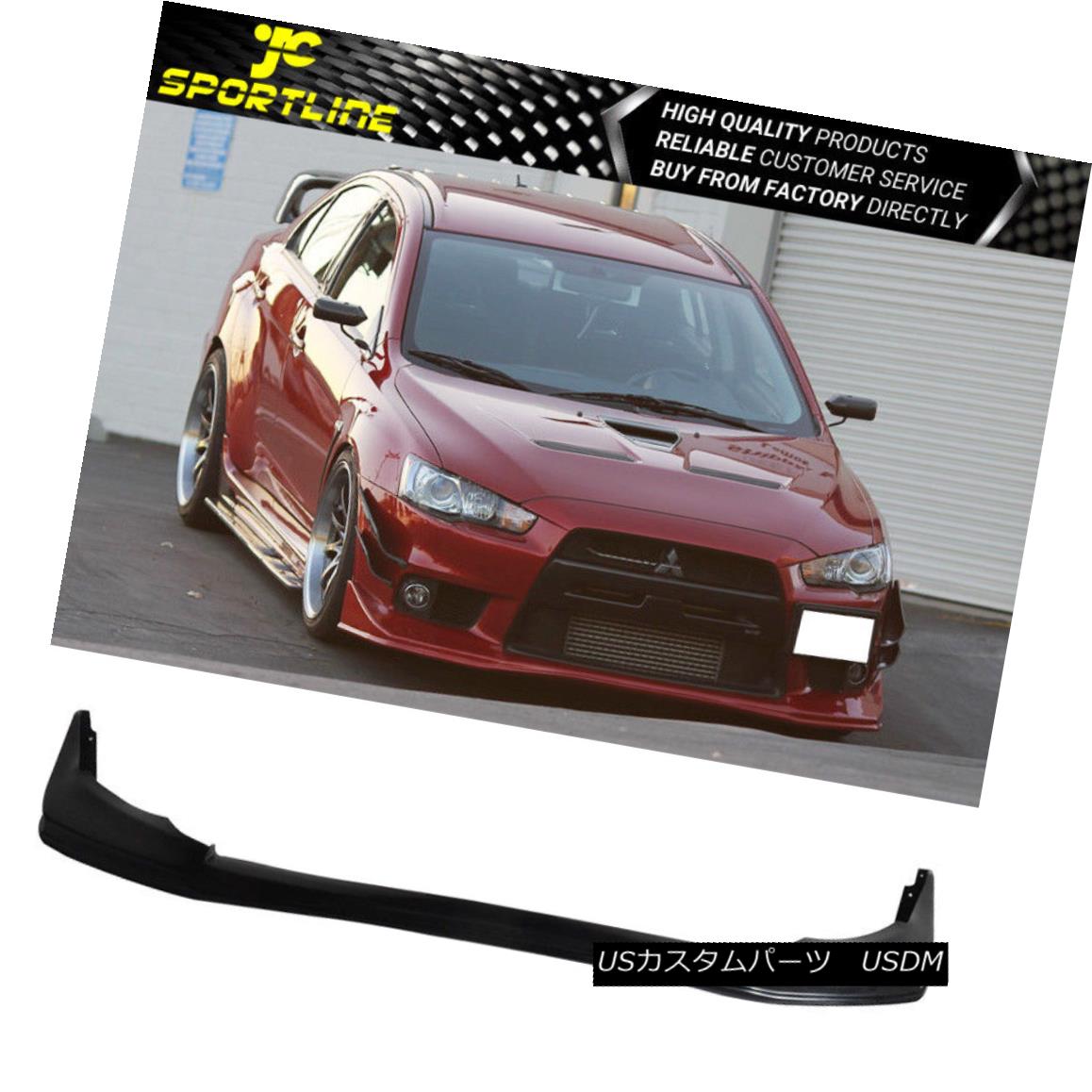 エアロパーツ Fit 2008-2015 Mitsubishi Lancer EVO 10 X EVO X Urethane Front Bumper Lip Spoiler フィット2008-2015三菱ランサーEVO 10 X EVO Xウレタンフロントバンパーリップスポイラー 【並行輸入品】