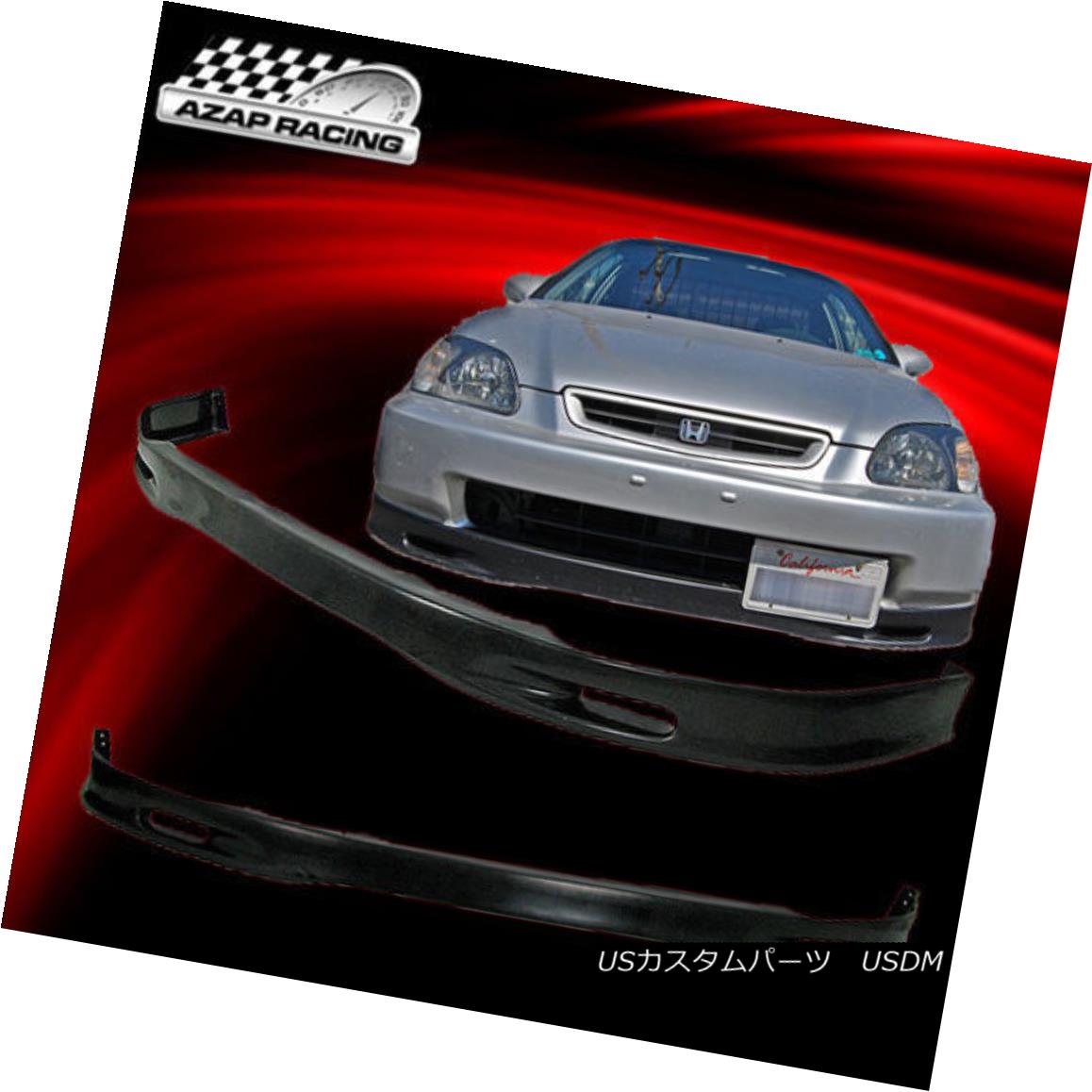 エアロパーツ 96-98 Spoon Style Front Bumper Lip Spoiler Poly-Urethane Fit Honda Civic 2/3/4Dr 96-98スプーンスタイルフロントバンパーリップスポイラーポリウレタンフィットホンダシビック2/3 / 4Dr 【並行輸入品】