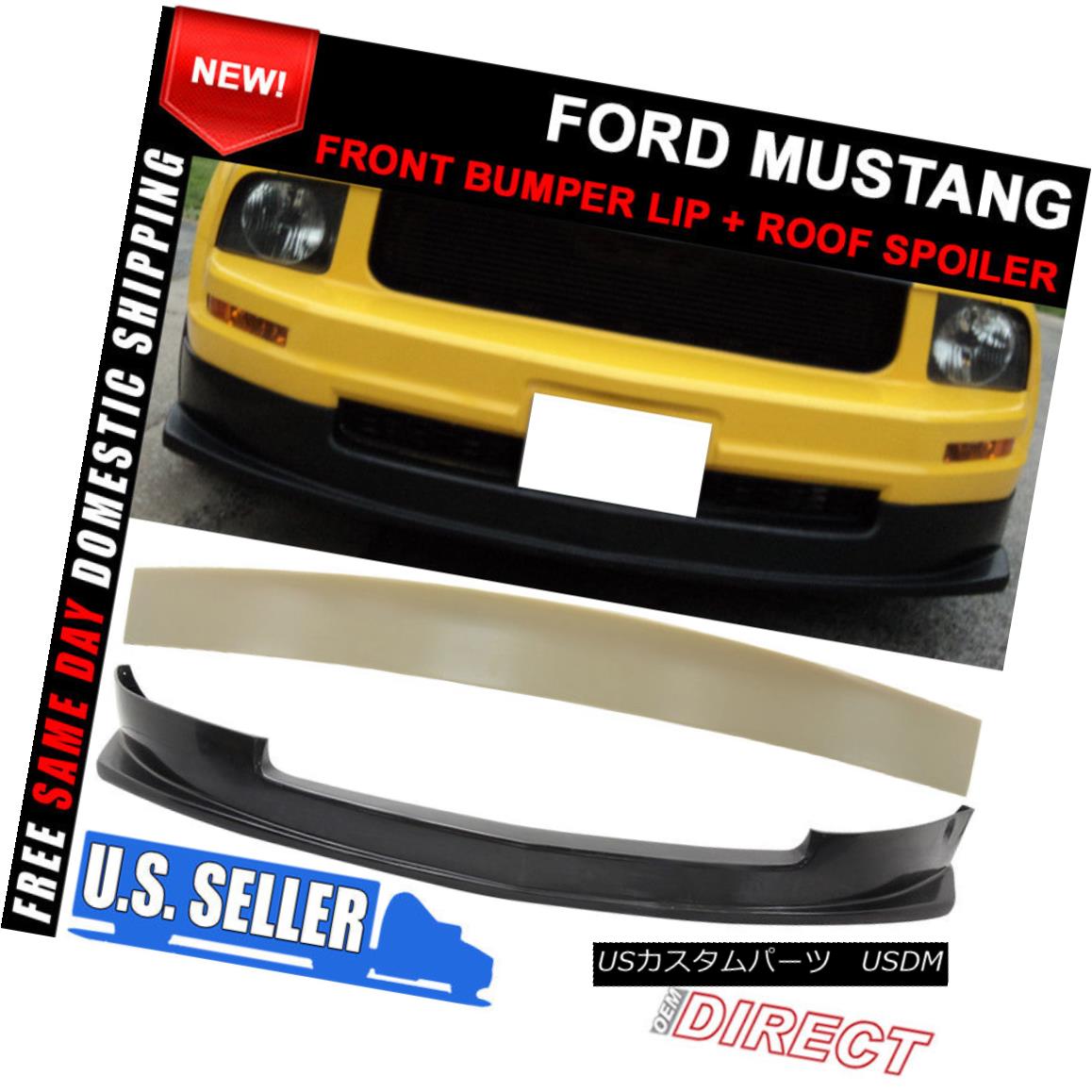 エアロパーツ 05-09 Ford Mustang V6 Type S Front Lip Splitter + DSR Roof Spoiler 05-09フォードマスタングV6タイプSフロントリップスプリッタ+ DSRルーフスポイラー 【並行輸入品】