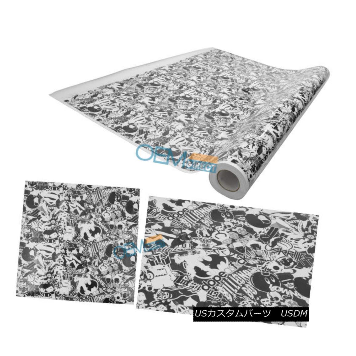 エアロパーツ For 30X59 Inch JDM Cartoon Vinyl Wrap Sheet Decal Sticker Bomb Black White Gray 30X59インチJDM漫画ビニールラップシートデカールステッカー爆弾ブラックホワイトグレー 【並行輸入品】