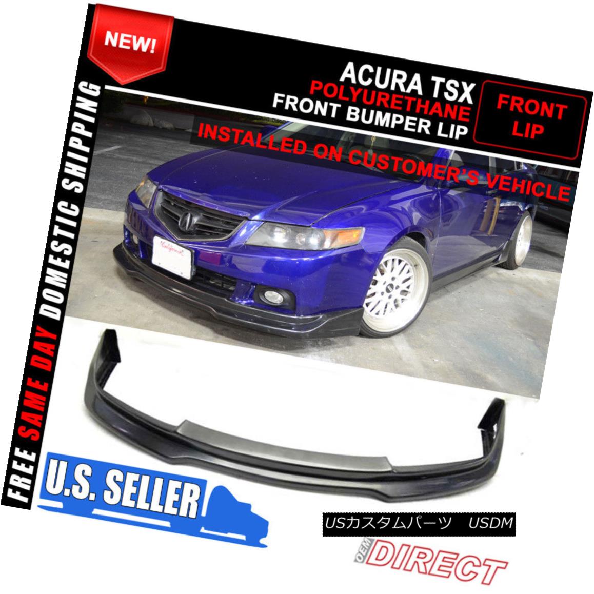 エアロパーツ For 04-05 Acura TSX P1 Style Front Bumper Lip - Unpainted Poly Urethane 04-05アキュラTSX P1スタイルフロントバンパーリップ - 未塗装ポリウレタン 【並行輸入品】