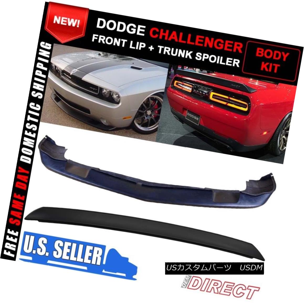 エアロパーツ For 08-10 Dodge Challenger Euro Style Front Lip + Rear SRT Style Trunk Spoiler 08-10ドッジチャレンジャーユーロスタイルフロントリップ+リアSRTスタイルトランクスポイラー 【並行輸入品】