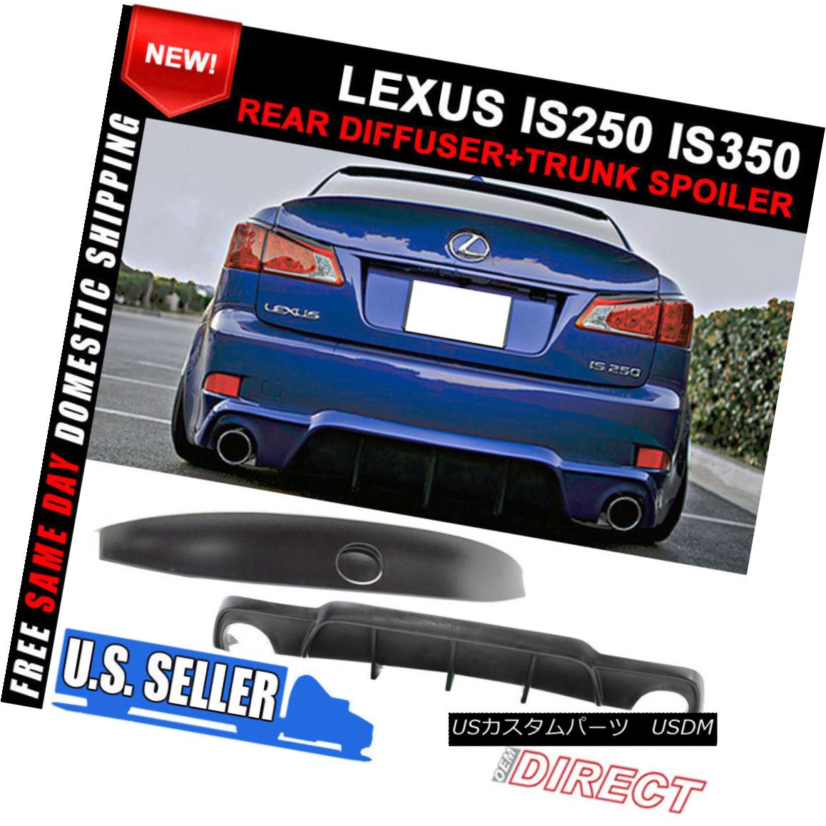 エアロパーツ For 06-12 Lexus IS250 350 Rear Diffuser DMR Style + IK Style Trunk Spoiler PU 06-12レクサスIS250 350リアディフューザーDMRスタイル+ IKスタイルトランクスポイラーPU 【並行輸入品】