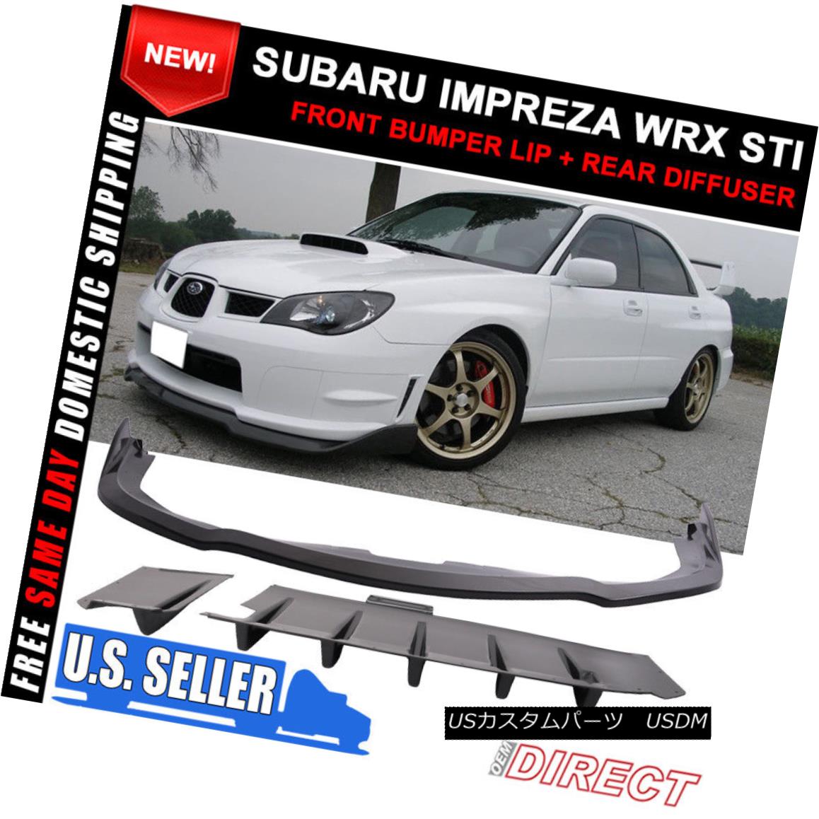エアロパーツ Fit For 06-07 Subaru Impreza WRX STI CS Style Front Bumper Lip+Rear Diffuser 2PC Fit for 06-07スバルインプレッサWRX STI CSスタイルフロントバンパーリップ+リアディフューザー2PC 【並行輸入品】