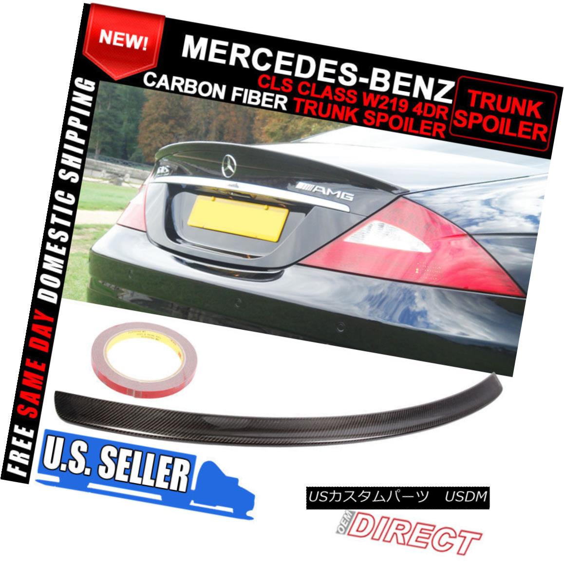 エアロパーツ 05-10 Benz CLS-Class W219 4D Sedan Rear Trunk Spoiler Wing Carbon Fiber CF 05-10ベンツCLSクラスW219 4DセダンリアトランクスポイラーウィングカーボンファイバーCF 【並行輸入品】
