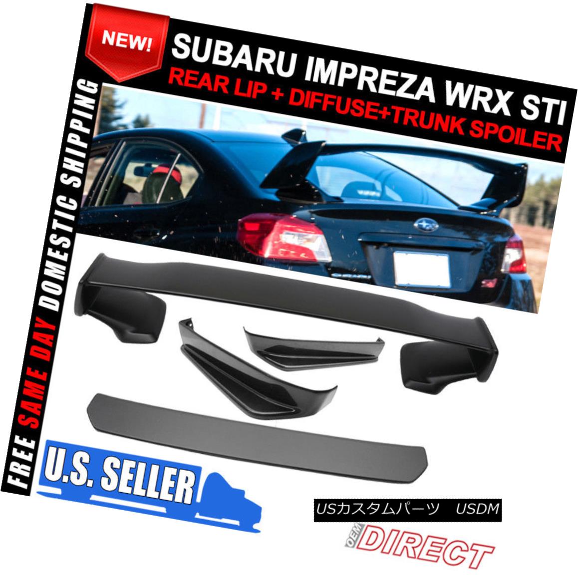 エアロパーツ Fits 15-18 Subaru WRX STI V Limited Rear Lip 2Pc+Diffuser+Spoiler ABS フィット15-18 Subaru WRX STI Vリヤリップ2Pc +ディフューザ+ ABS 【並行輸入品】
