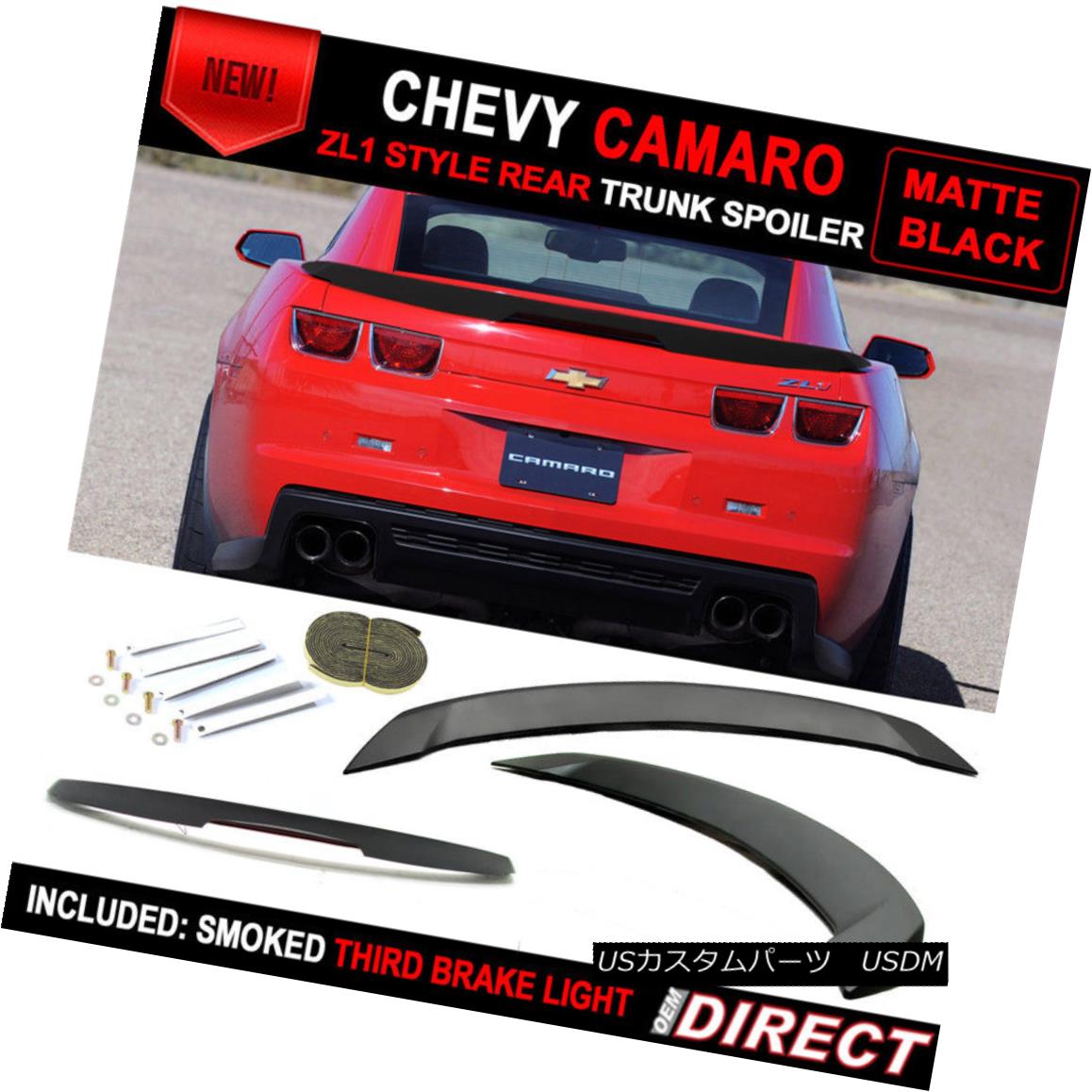 エアロパーツ Chevrolet Camaro ZL1 Style Trunk Spoiler Wing Painted Matte Black シボレーカマロZL1スタイルトランクスポイラーウイングペイントマットブラック 【並行輸入品】