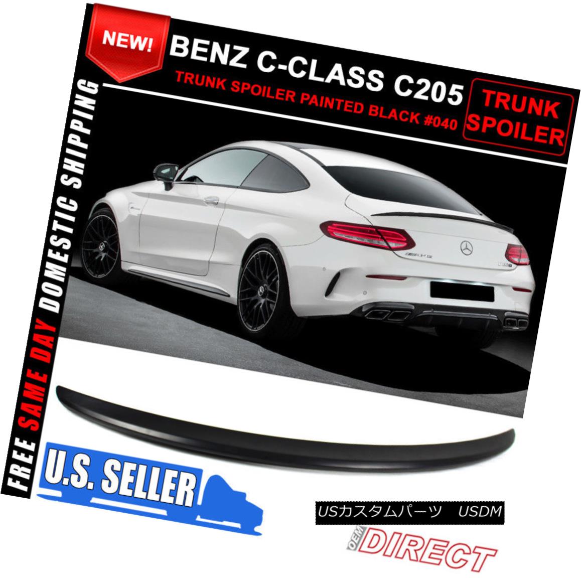エアロパーツ 15-17 Benz C-Class C205 W205 2Dr Coupe AMG Rear Trunk Spoiler Painted Black #040 15-17ベンツCクラスC205 W205 2DrクーペAMGリアトランク・スポイラー・ペイントブラック＃040 【並行輸入品】｜カスタムパーツ WORLD倉庫
