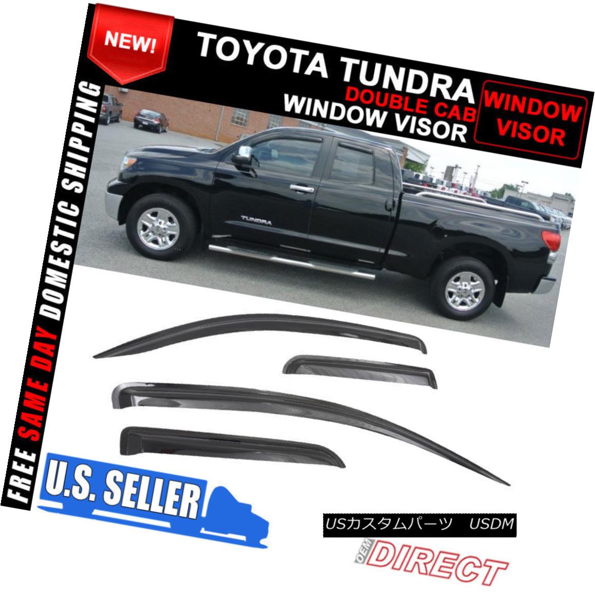 エアロパーツ Fits 07-13 Toyota Tundra Double Cab Acrylic Slim Window Visors 4Pc Set フィット07-13トヨタトンドラダブルキャブアクリルスリムウィンドウバイザー4PCセット 【並行輸入品】
